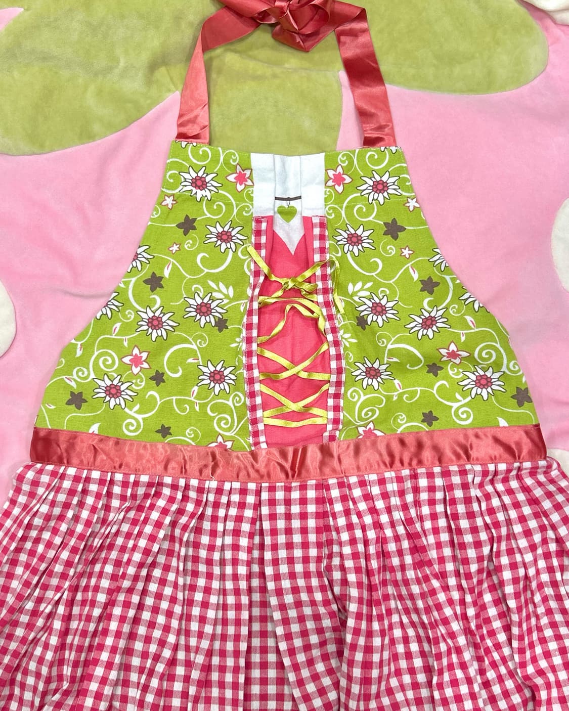 딸기체크 에이프런 원피스 일본 빈티지 상품이미지1
