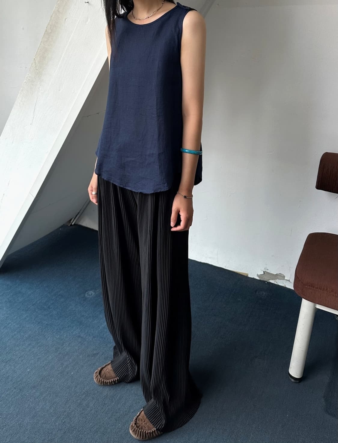 Linen shoulder point sleeveles 상품이미지9