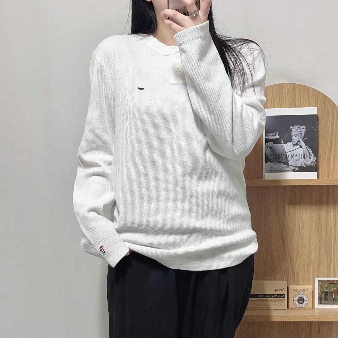 [정품] 타미 화이트 헨리넥 와플티 [ M ] 상품이미지1