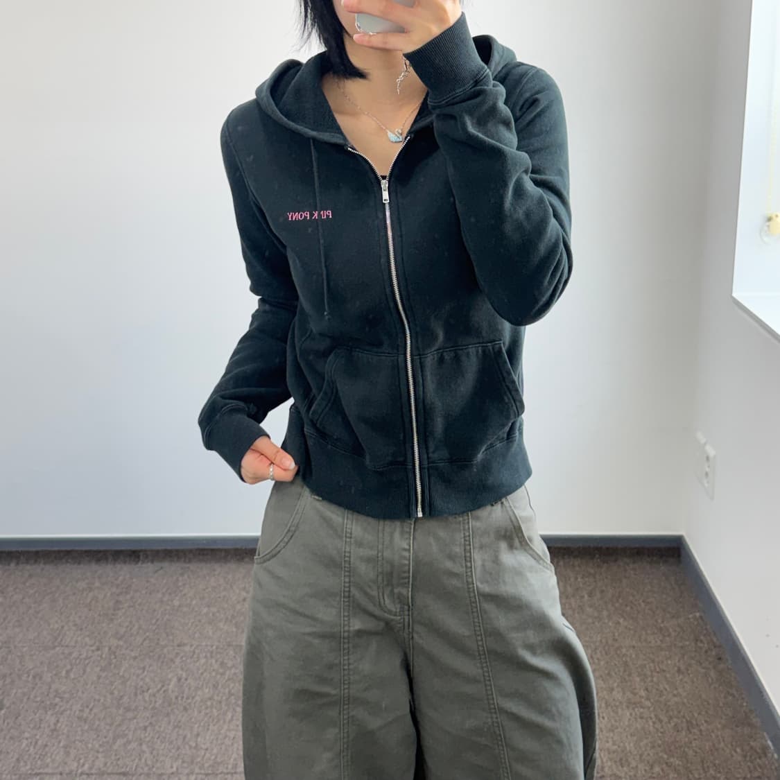 Polo 폴로 백 핑크 빅포니 블랙 후드집업 상품이미지2