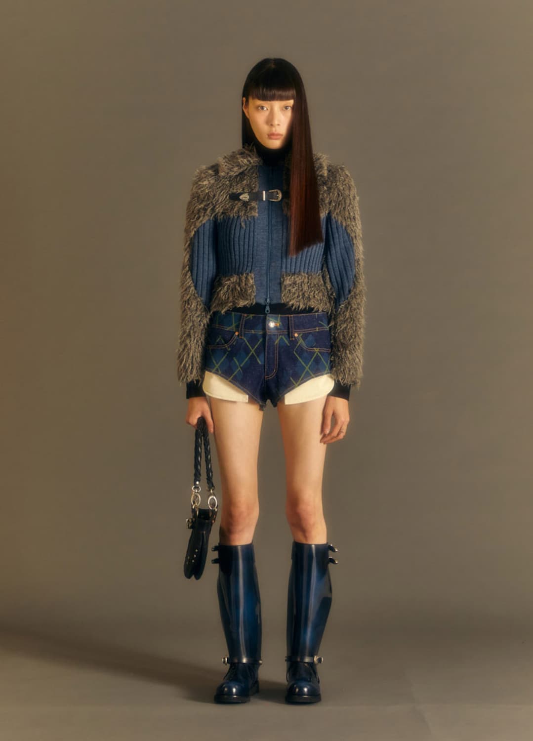 앤더슨벨 우먼 뉴 올가 헤어리 니트 집업 자켓 그레이 상품이미지2