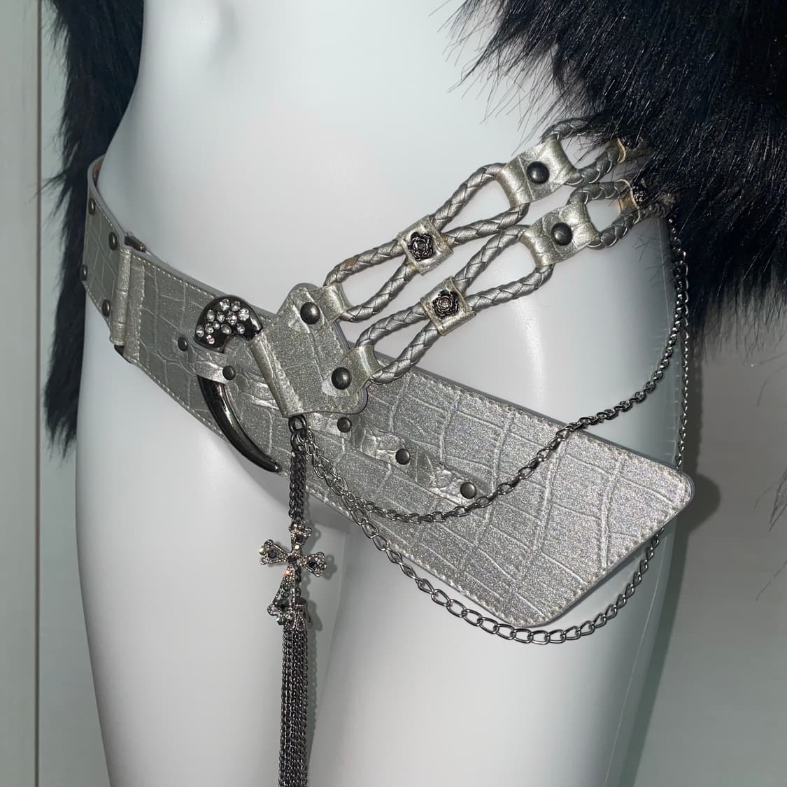 빈티지 갸루 체인 실버 벨트/다이아깔 고스 펑크 y2k 상품이미지2