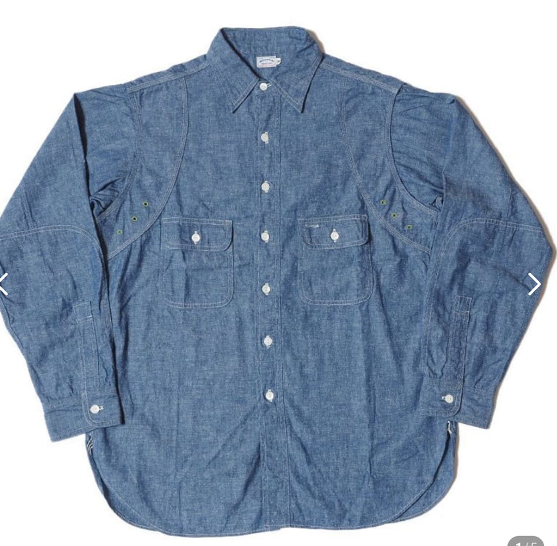 웨어하우스 Lot 3040 빈티지 트리플 스티치 샴브레이 셔츠 L(40) 상품이미지5