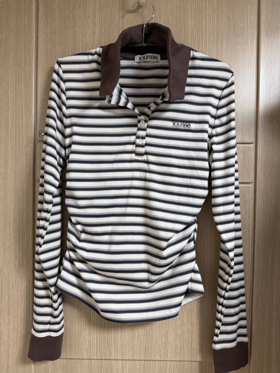 유희 STRIPE LONG SLEEVE PK T-SHIRTS BROWN 상품이미지1