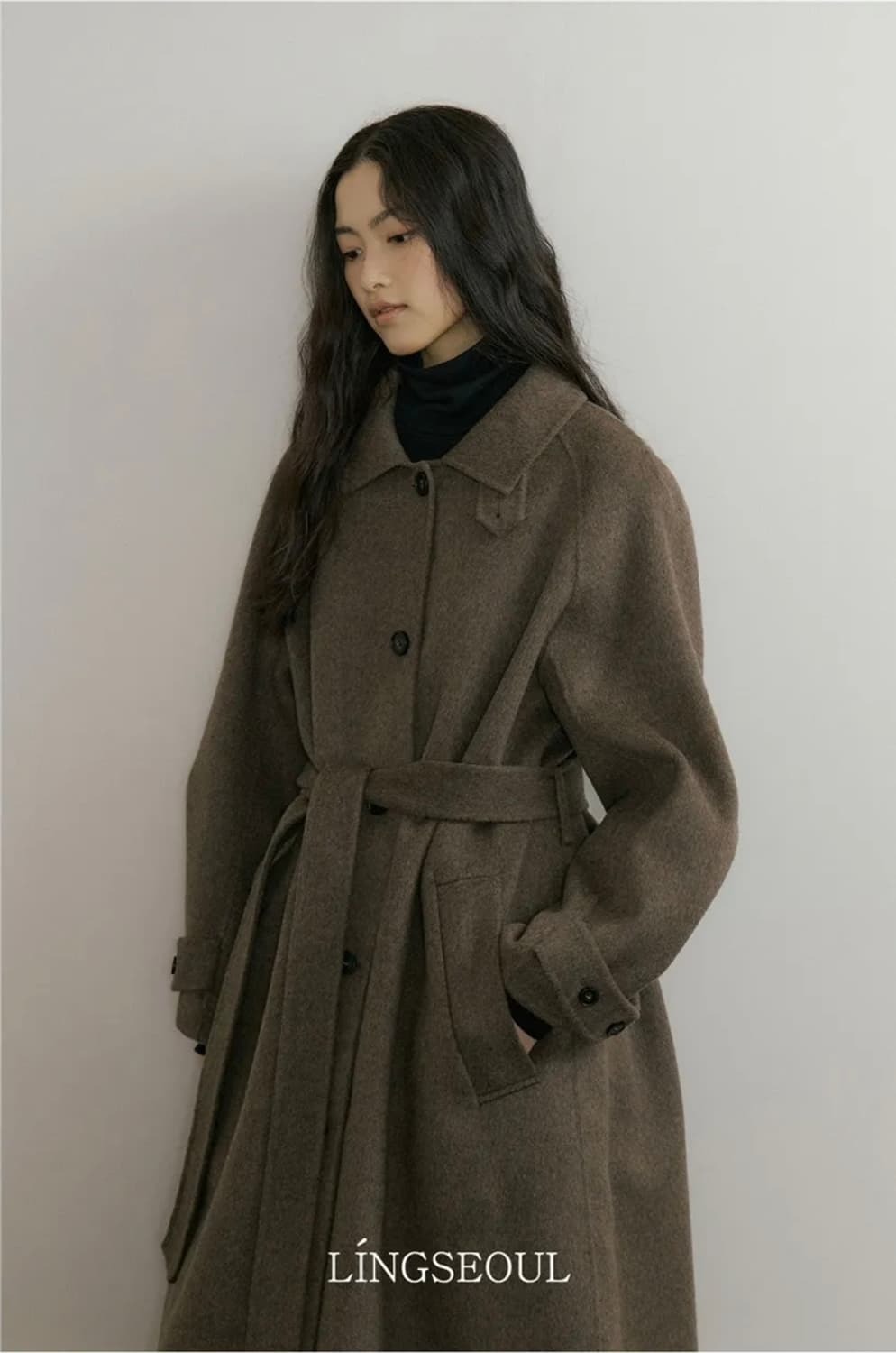 링서울 핸드메이드 울 트렌치 코트 브라운 M사이즈 상품이미지4