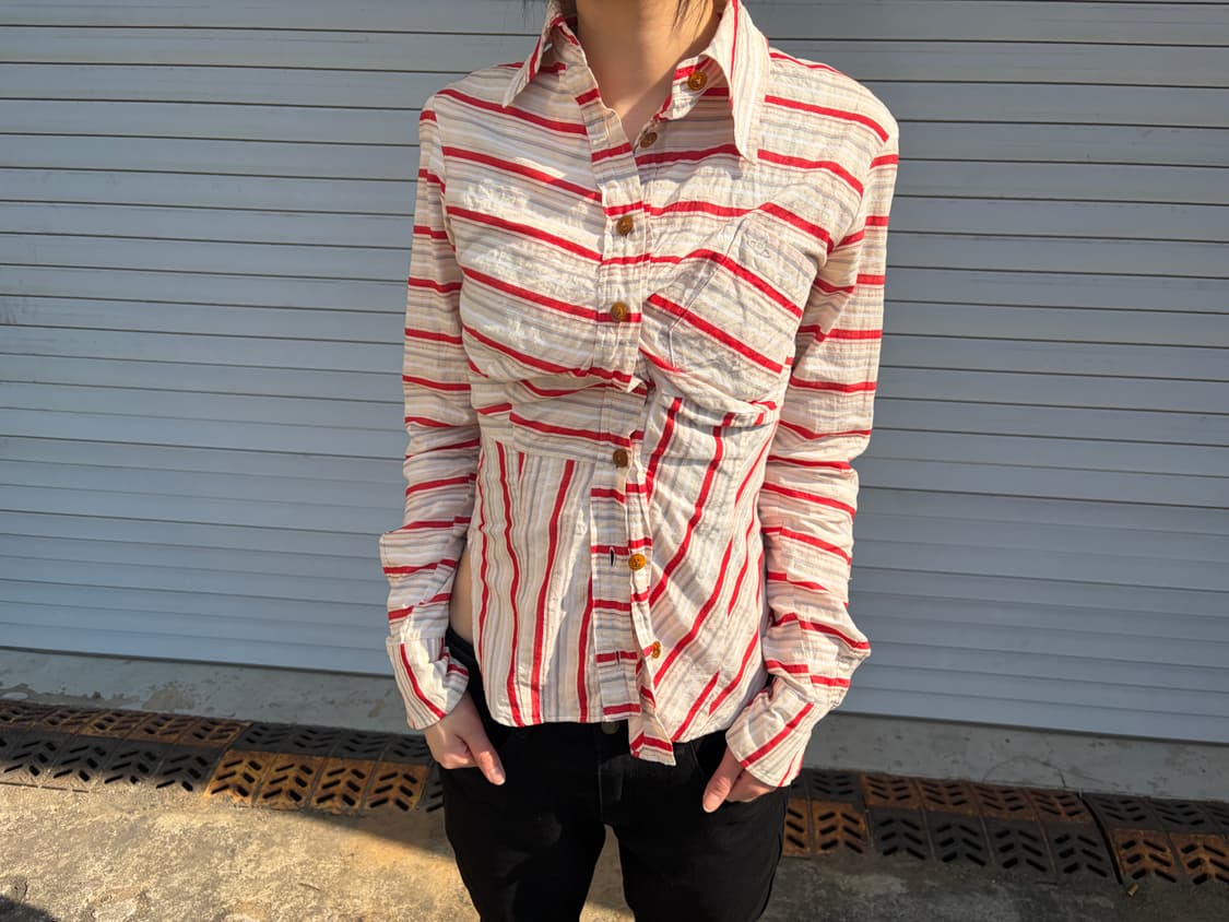 비비안웨스트우드 비대칭 스트라이프 셔츠 상품이미지2