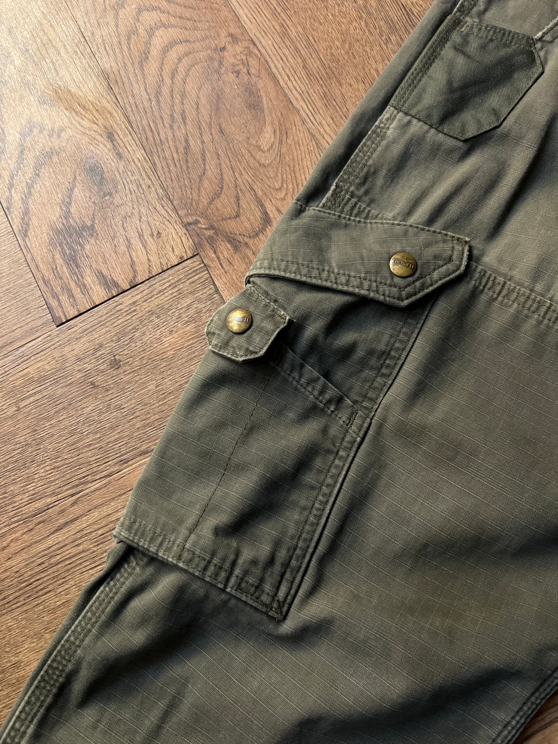 [31]칼하트 USA 모스그린 립스탑 더블니 워크 카고 팬츠 상품이미지5