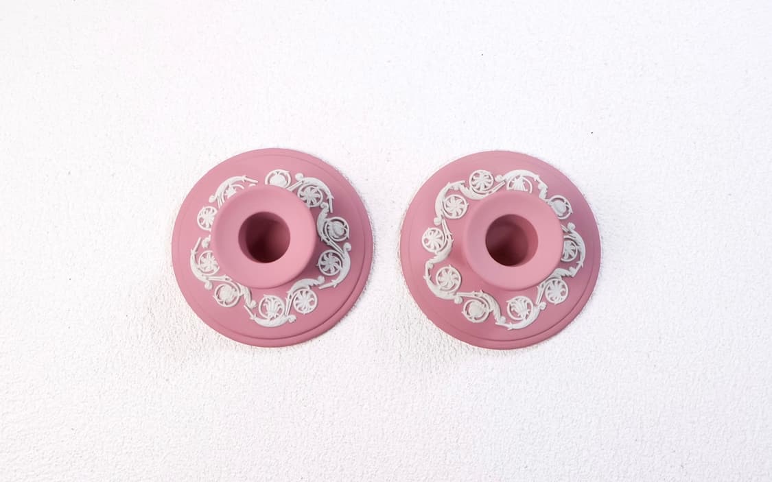 [영국앤틱] 웨지우드 제스퍼웨어 덩쿨부조 낮은 캔들홀더 1쌍_핑크 상품이미지2