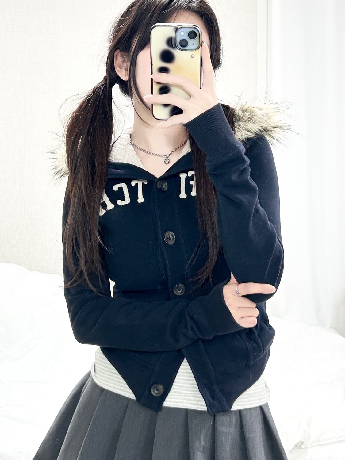 아베크롬비 다크네이비 울프죠 버튼 후드집업 상품이미지3