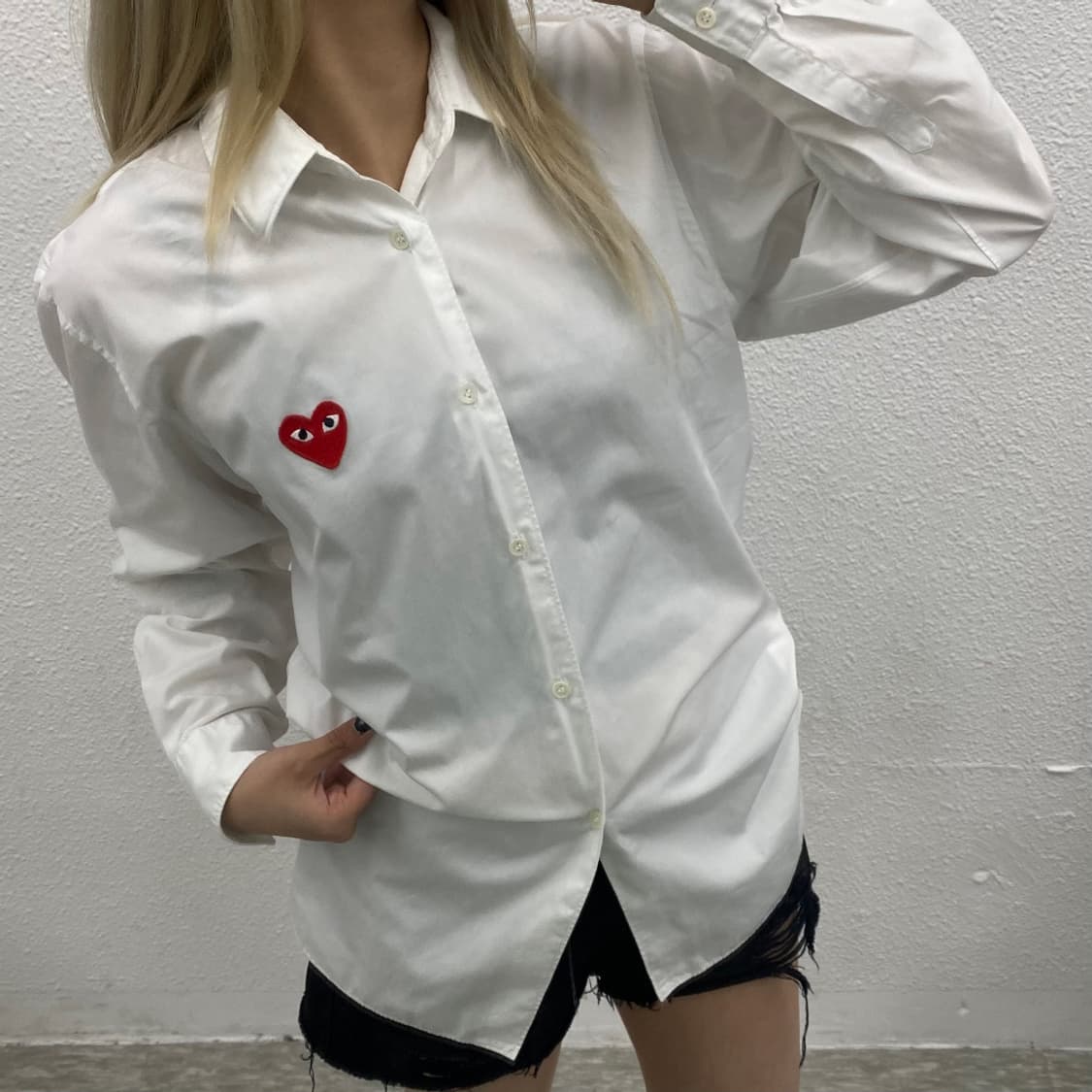 꼼데가르송 하트와펜 화이트 셔츠 M 상품이미지1