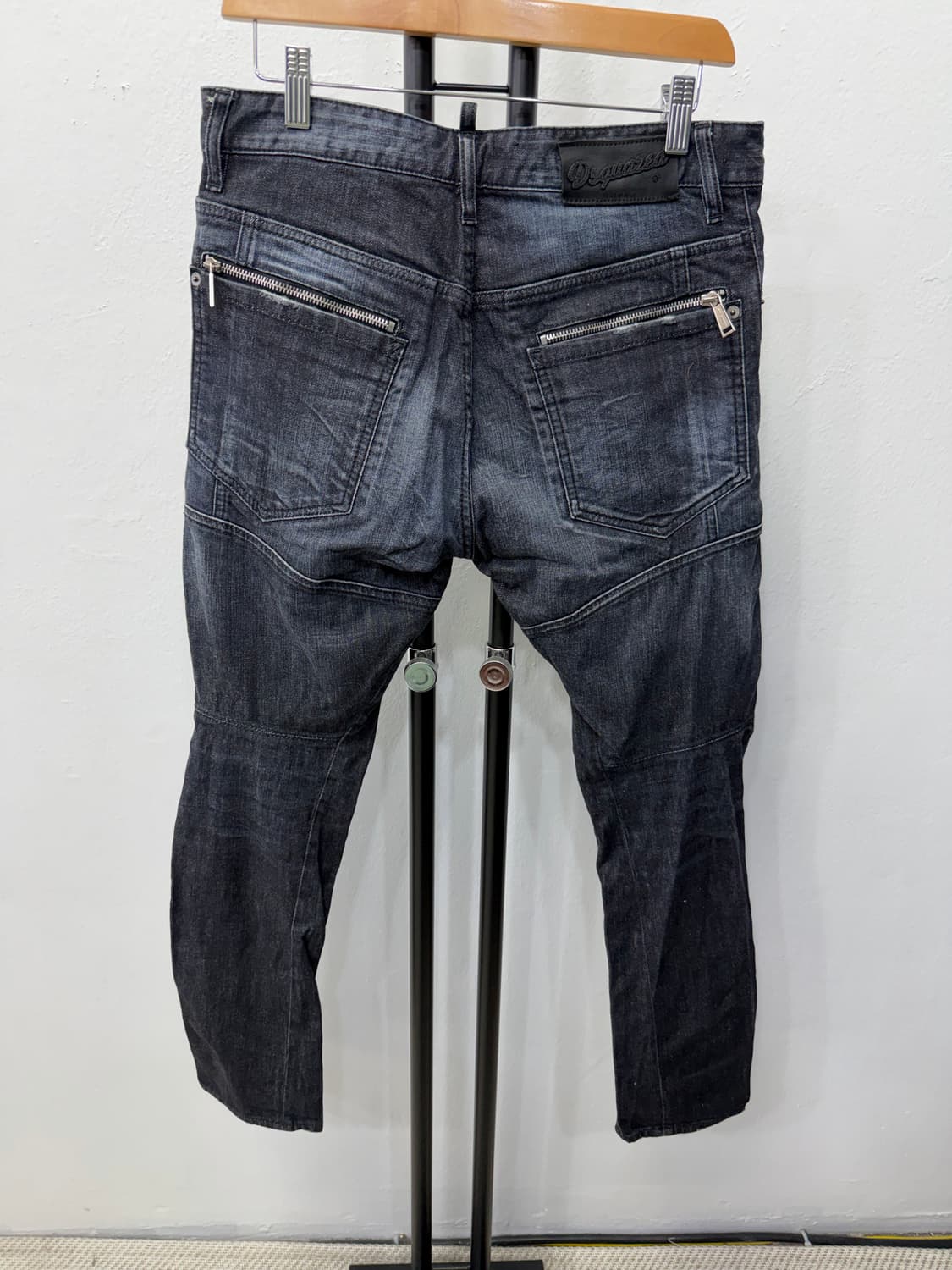 정품) 디스퀘어드 더블지퍼 슬림 바이커진 청바지 46 상품이미지5