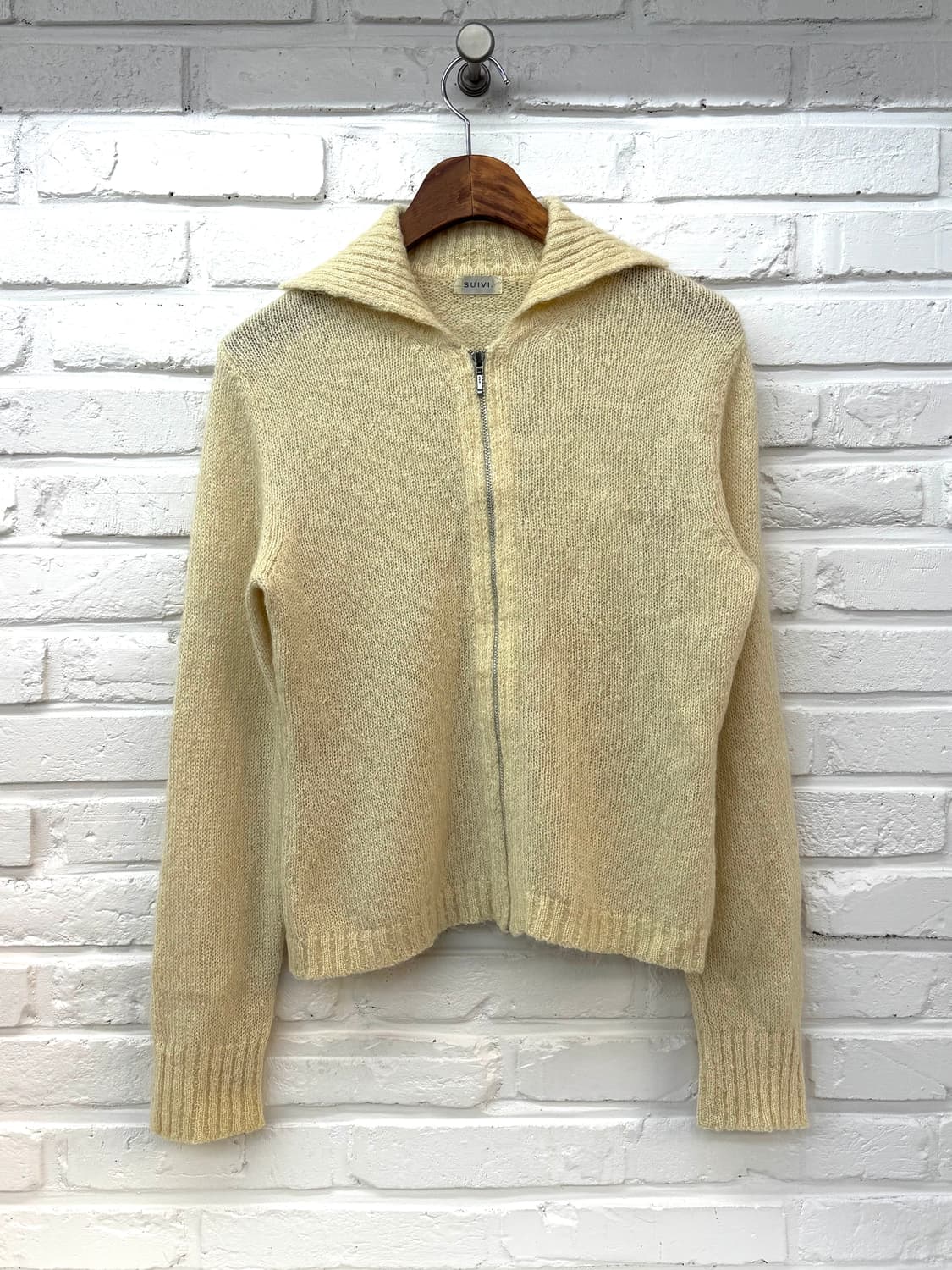 아이보리 모 혼방 니트집업 상품이미지3