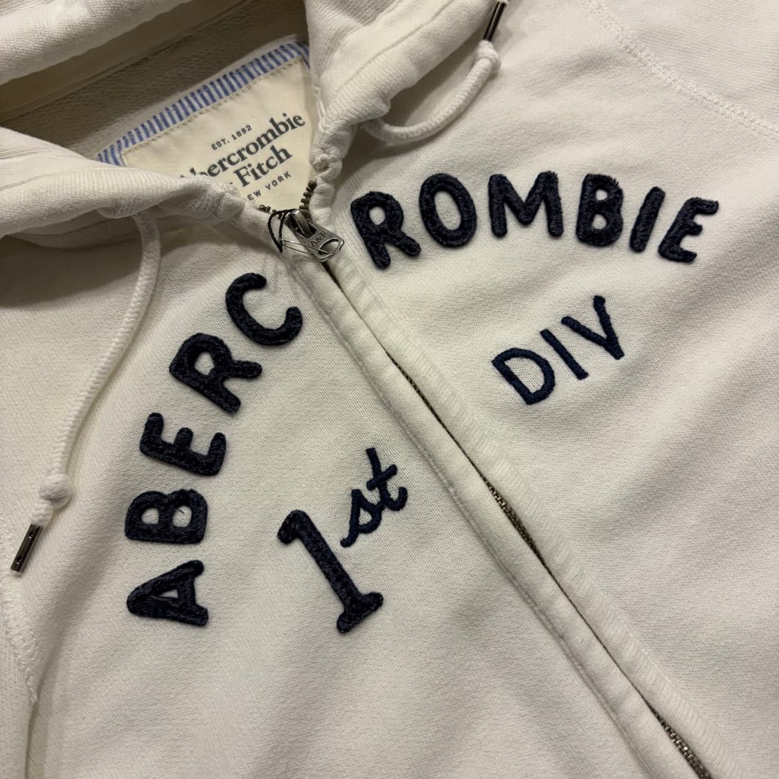 [M] 아베크롬비 아치로고 화이트 기모 후드집업 D834 상품이미지4