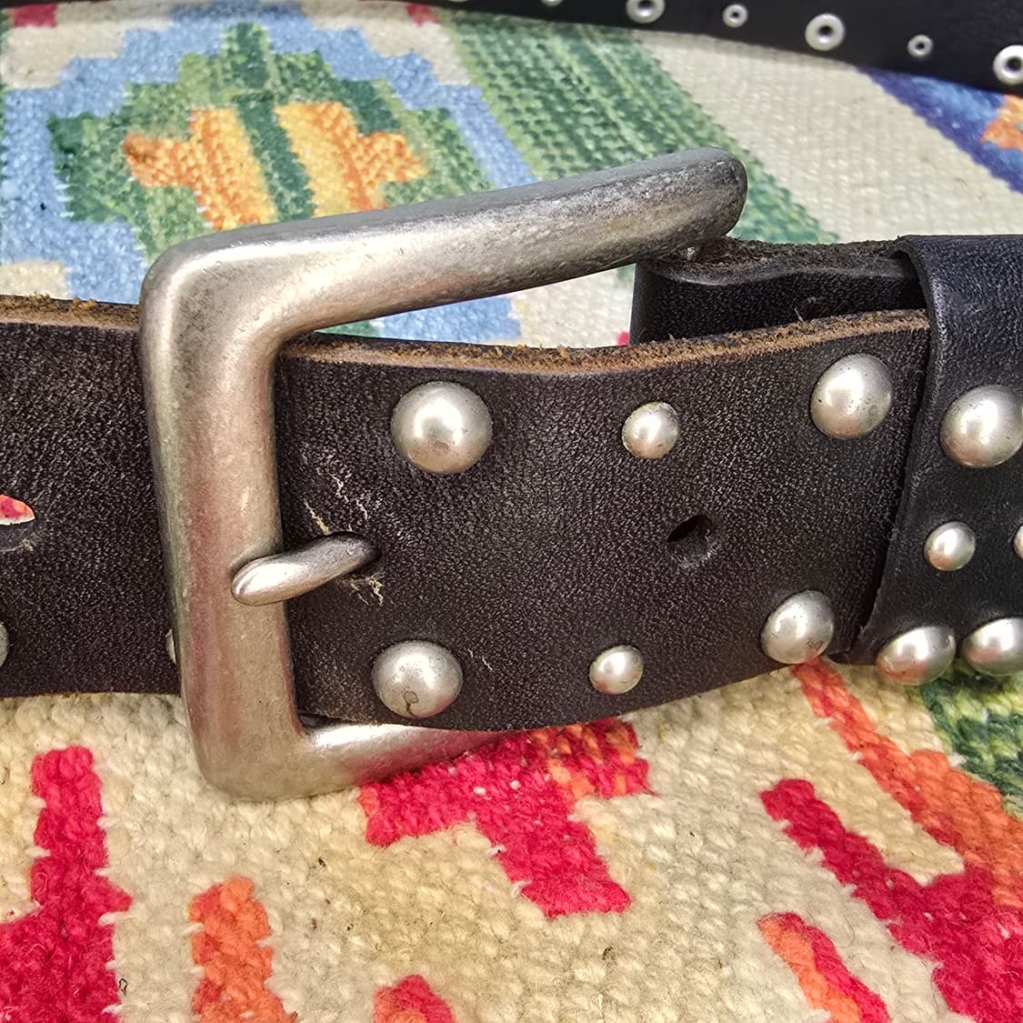 Japan vintage 블랙 차심 소가죽 스터드벨트 32 상품이미지2