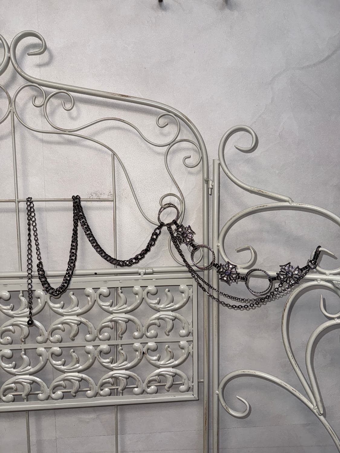 Silver cross cubic ring chain belt 상품이미지1