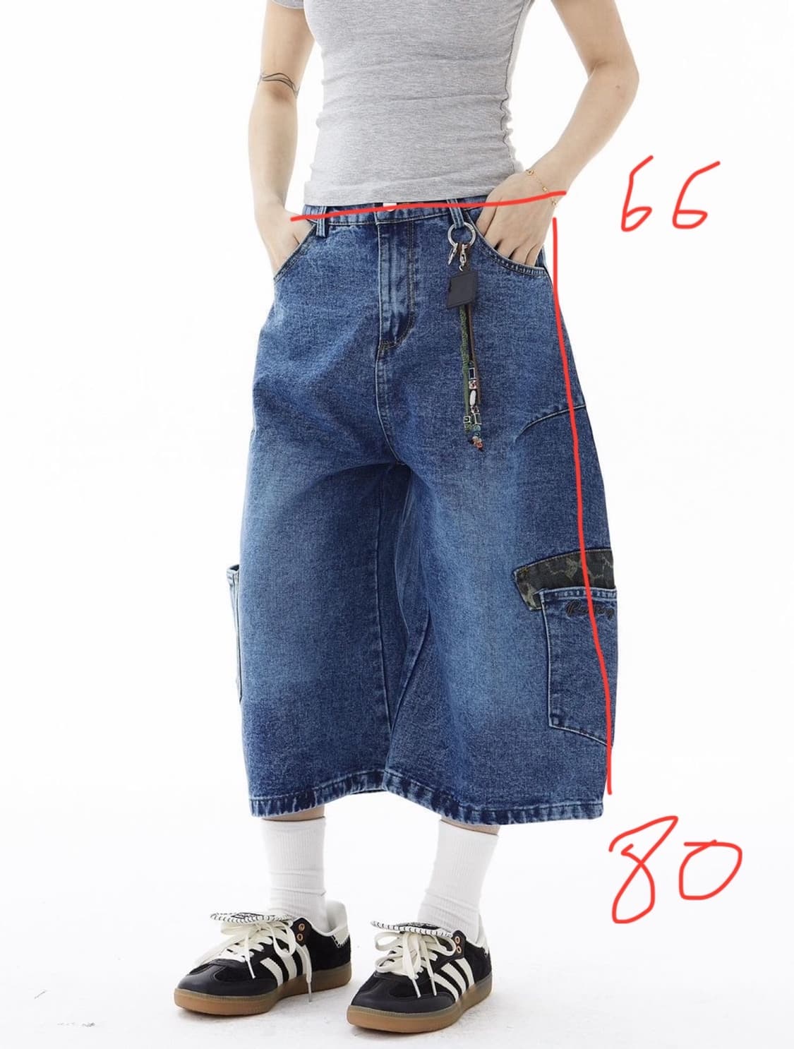 레오파드 포인트 버뮤다 커브드 데님팬츠 상품이미지3