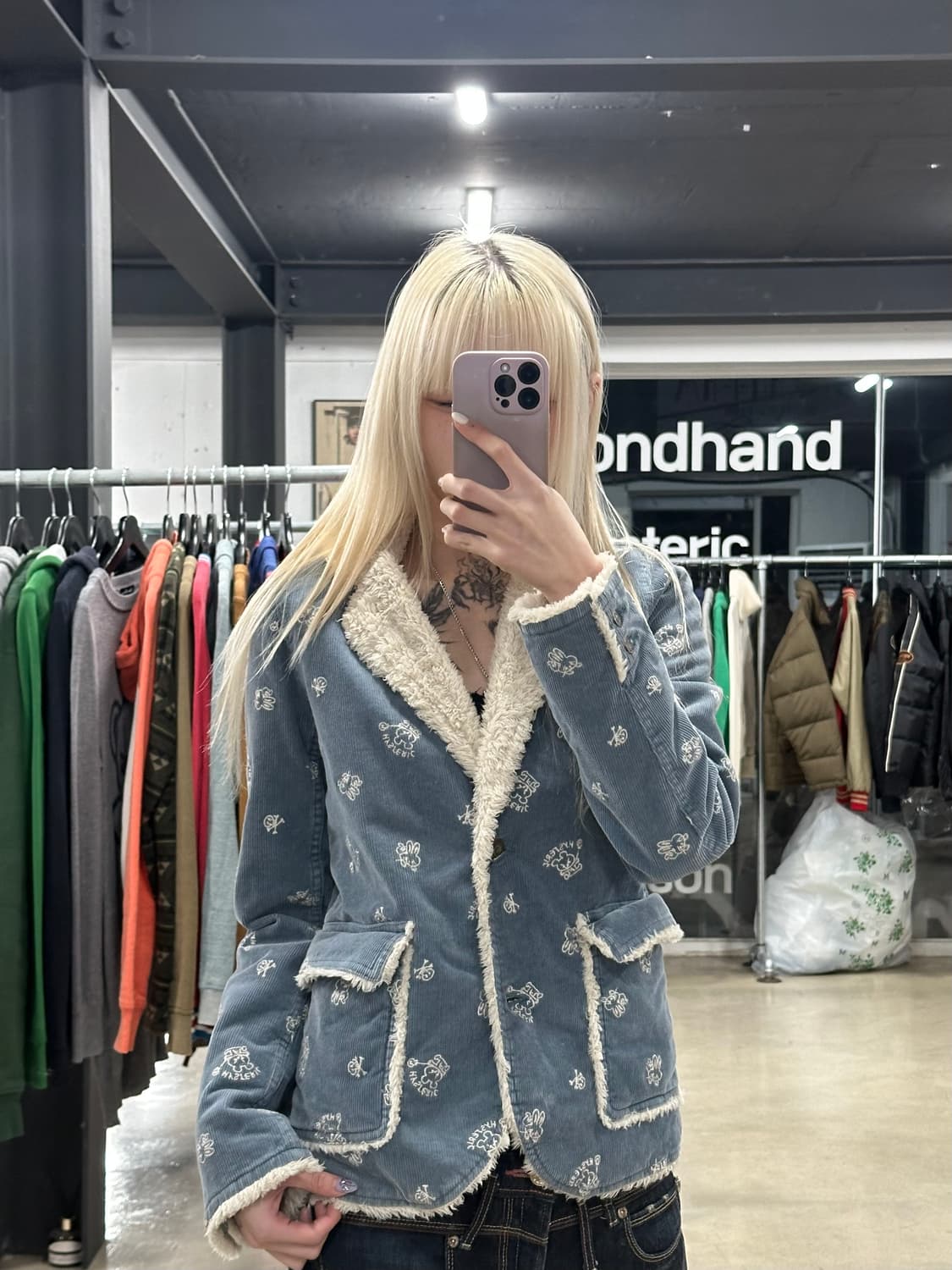 히스테릭 글래머 블루 코듀로이 셰르파 자켓 상품이미지1