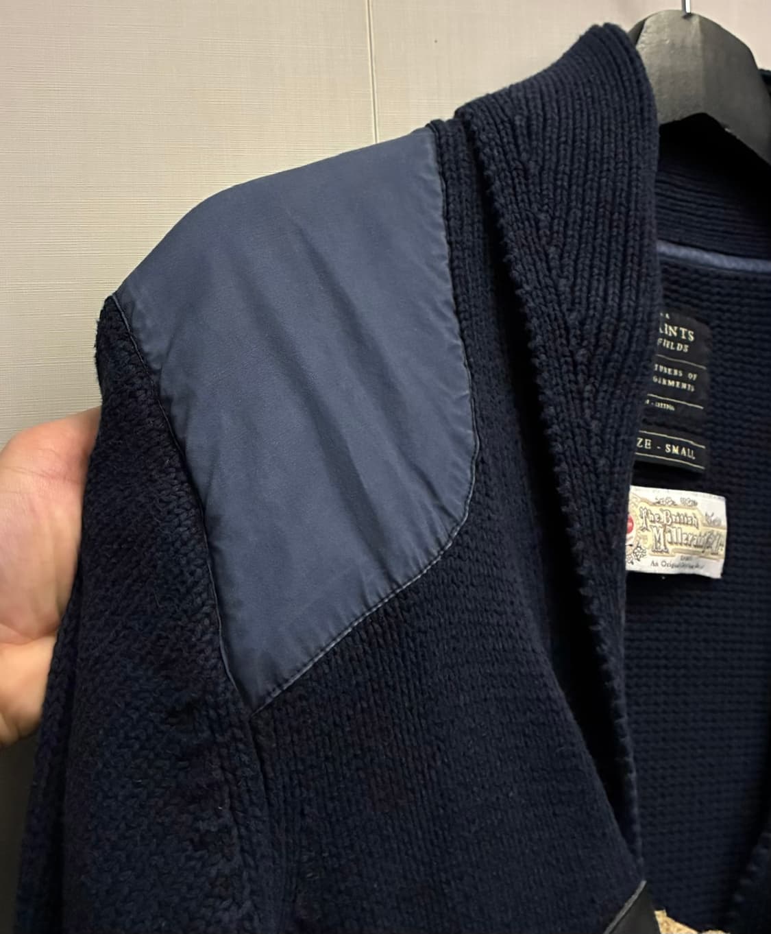 (S/100)올세인츠 스피탈필즈 엘보패치 토글 더플 숄카라 가디건 상품이미지5