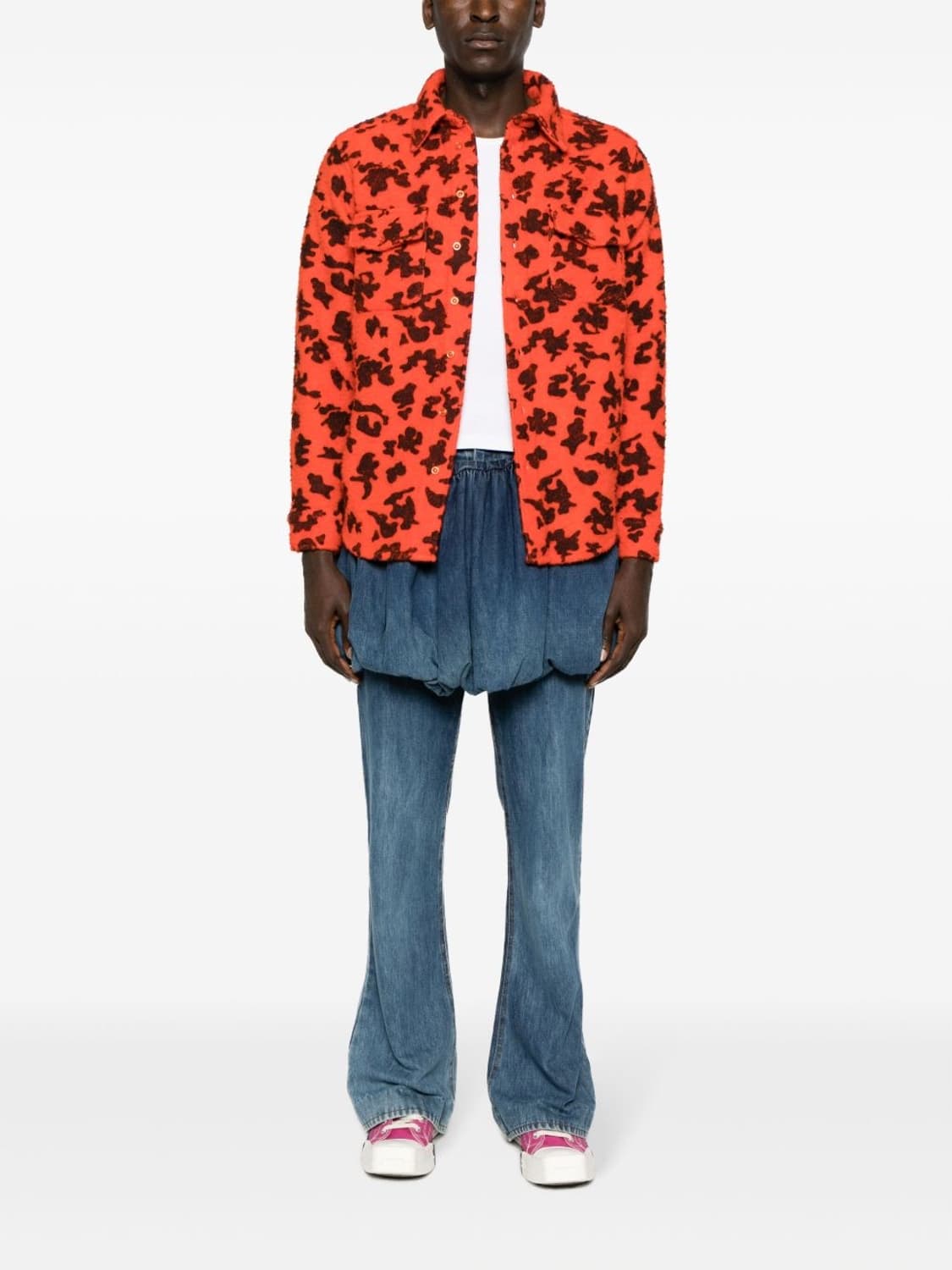 Erl 오랜지 레오파드 셔츠 m 상품이미지1