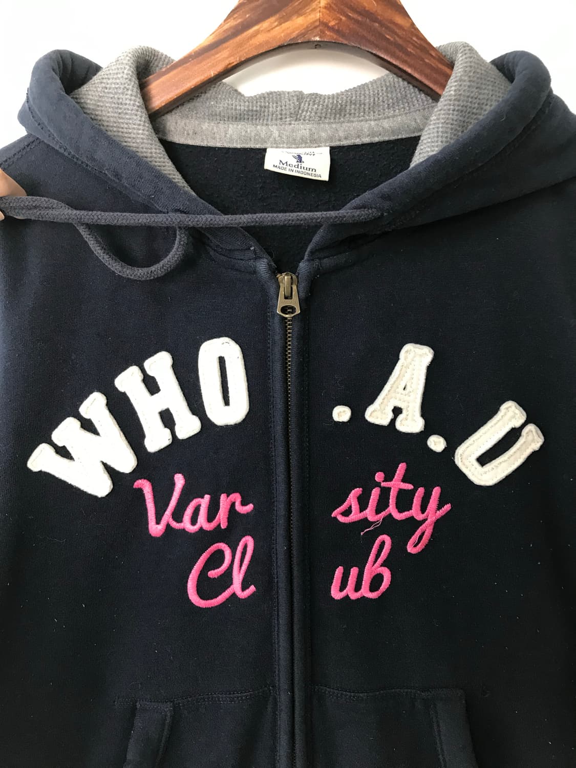 후아유 y2k 와투케 네이비 후드집업 상품이미지4