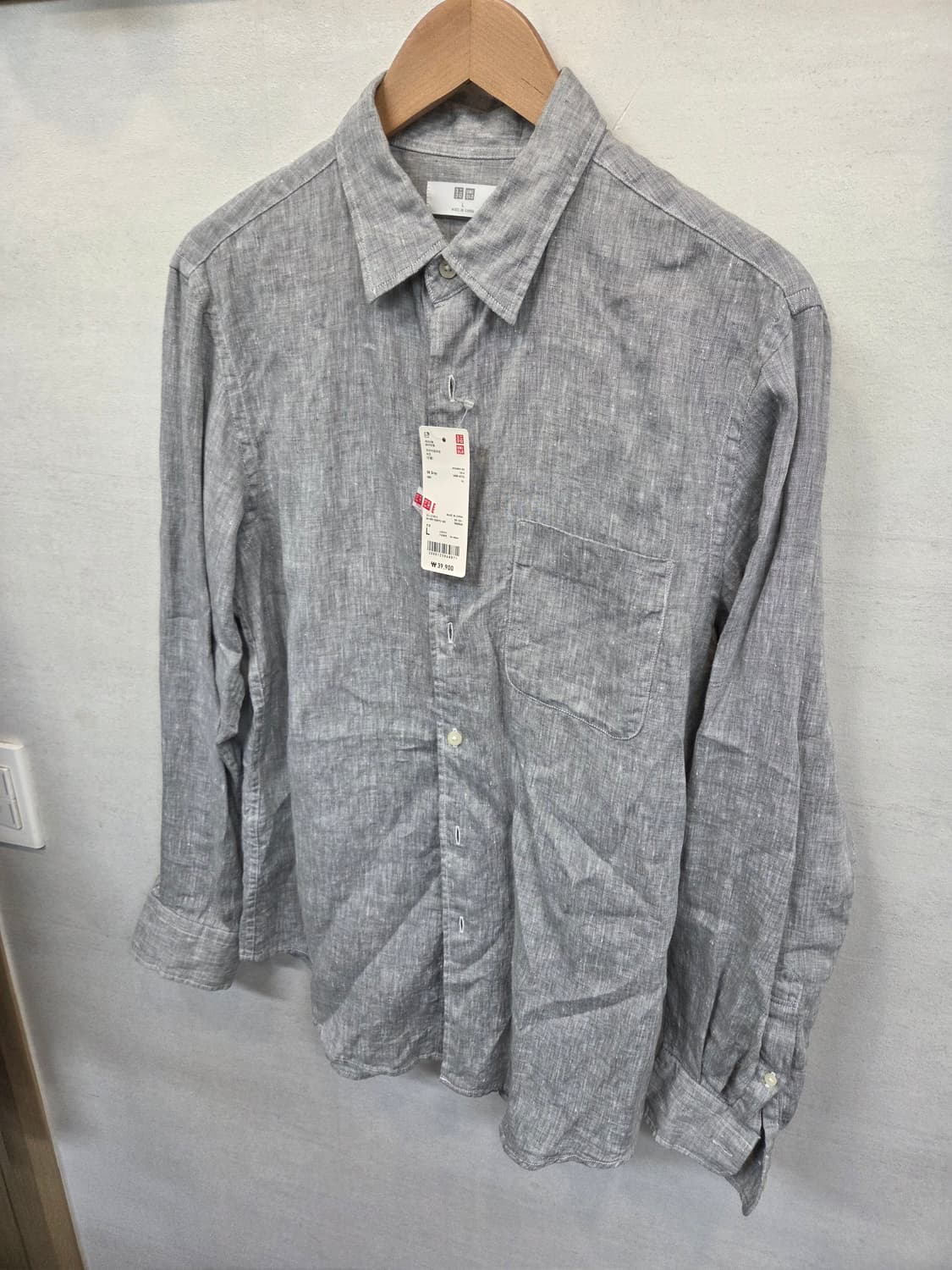 유니클로 린넨 셔츠긴팔 L 그레이  상품이미지6