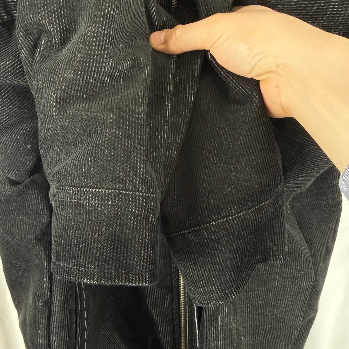  (무료배송)M) 인템포무드 피그먼트 코듀로이 봄버 재킷 블랙 상품이미지3