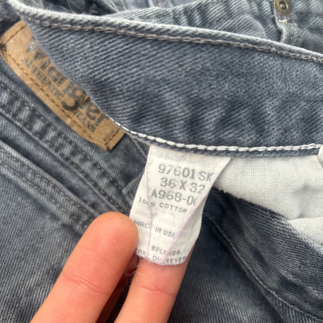 랭글러 흑청 데님 와이드 팬츠 33 inch 상품이미지7