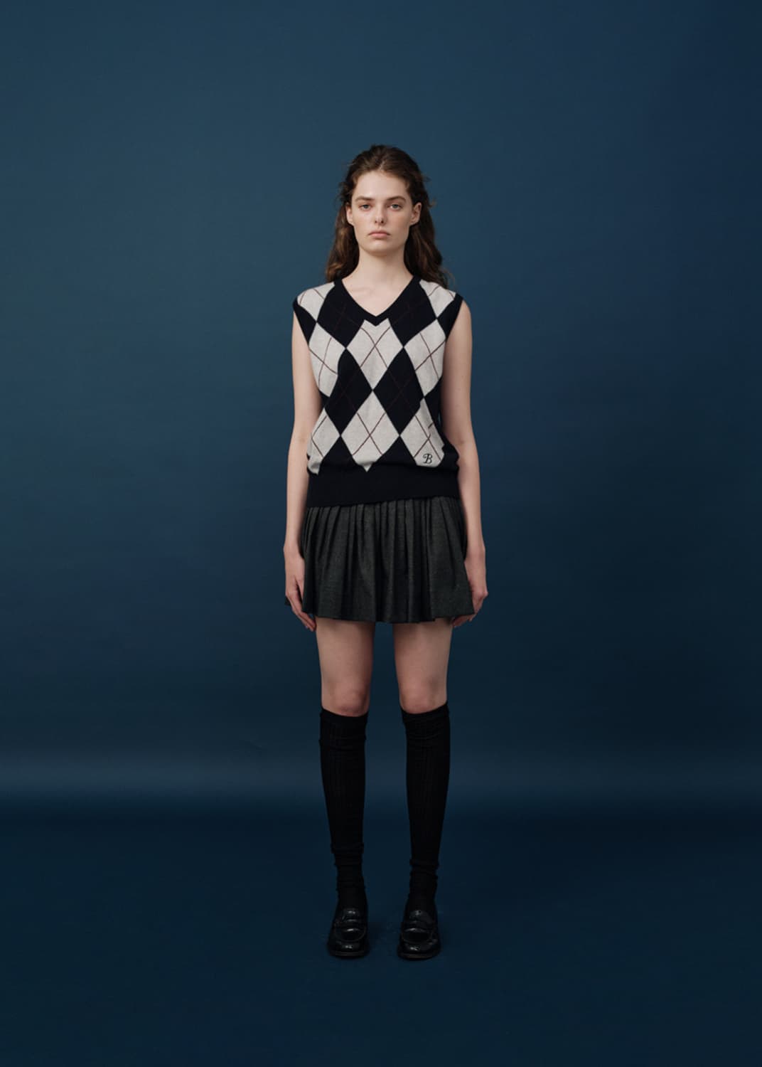 더바넷 아가일 니트 베스트 상품이미지3