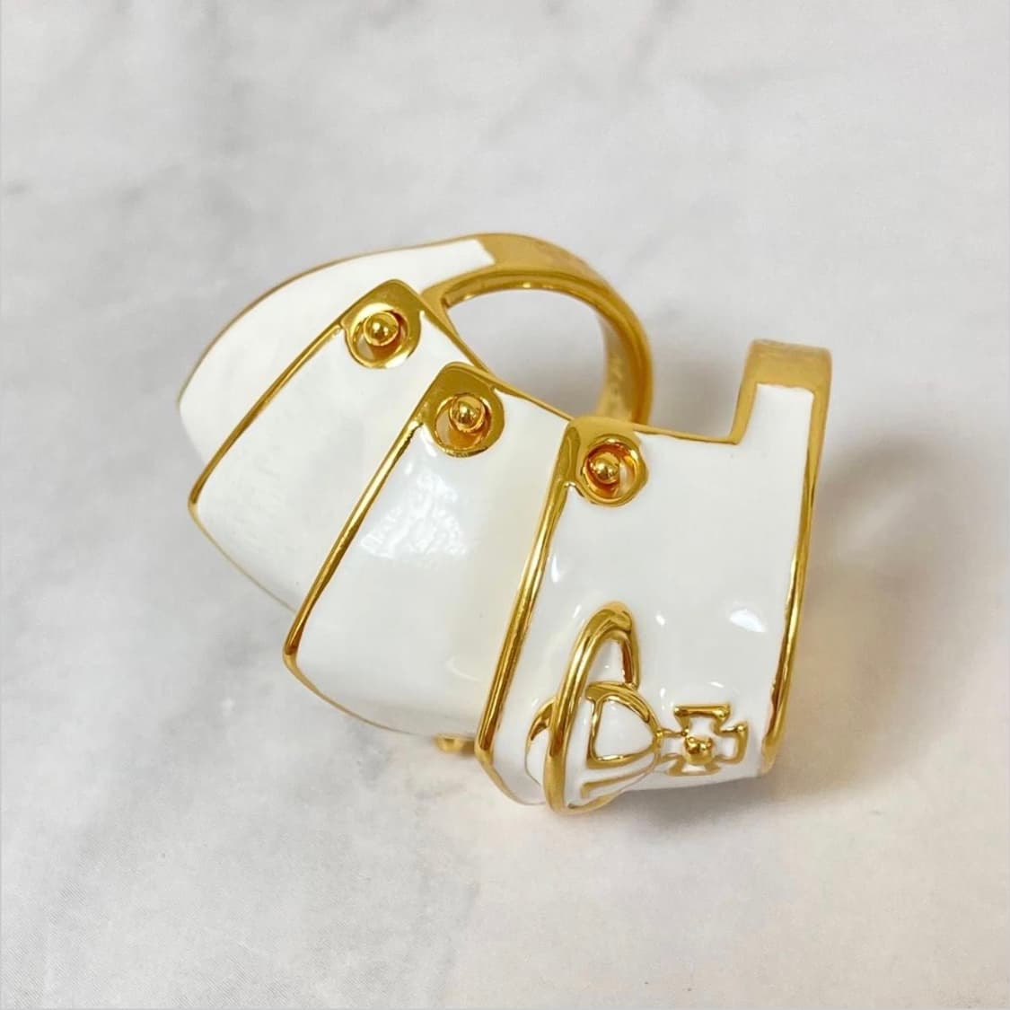 비비안웨스트우드 아카이브 골드화이트 아르테미스 너클링 반지 상품이미지3