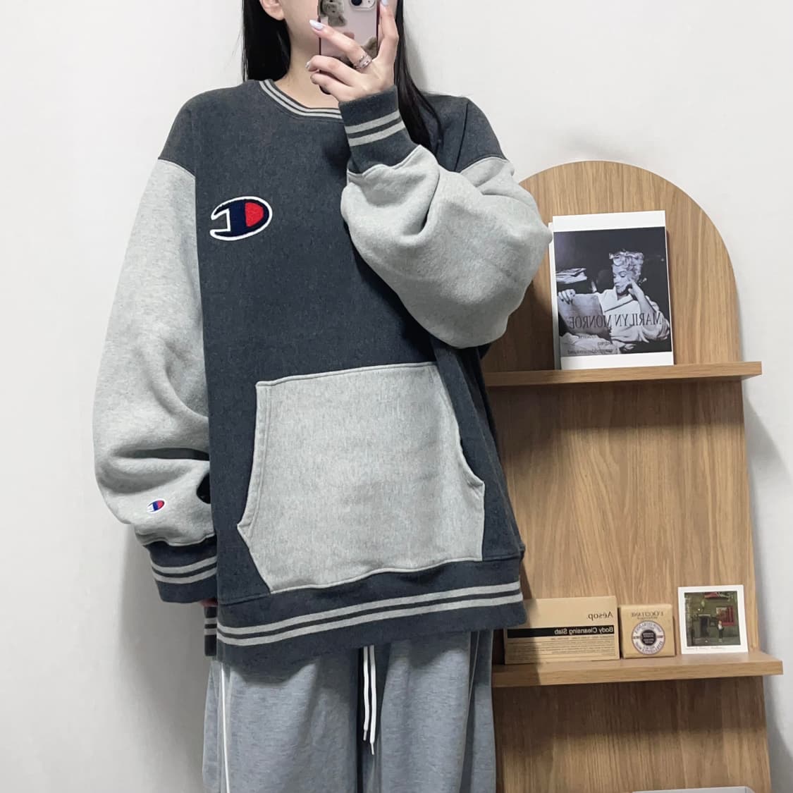 [정품] 챔피온 챠콜그레이 기모 맨투맨 [ 2XL ] 상품이미지2