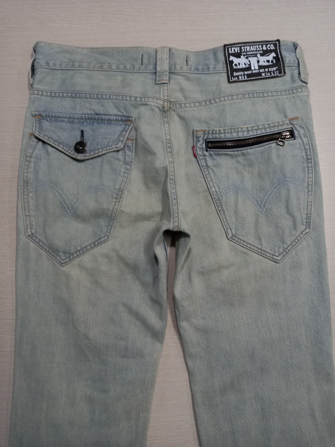 34 리바이스511 데미지워싱 슬림일자 연청 34-547 상품이미지4