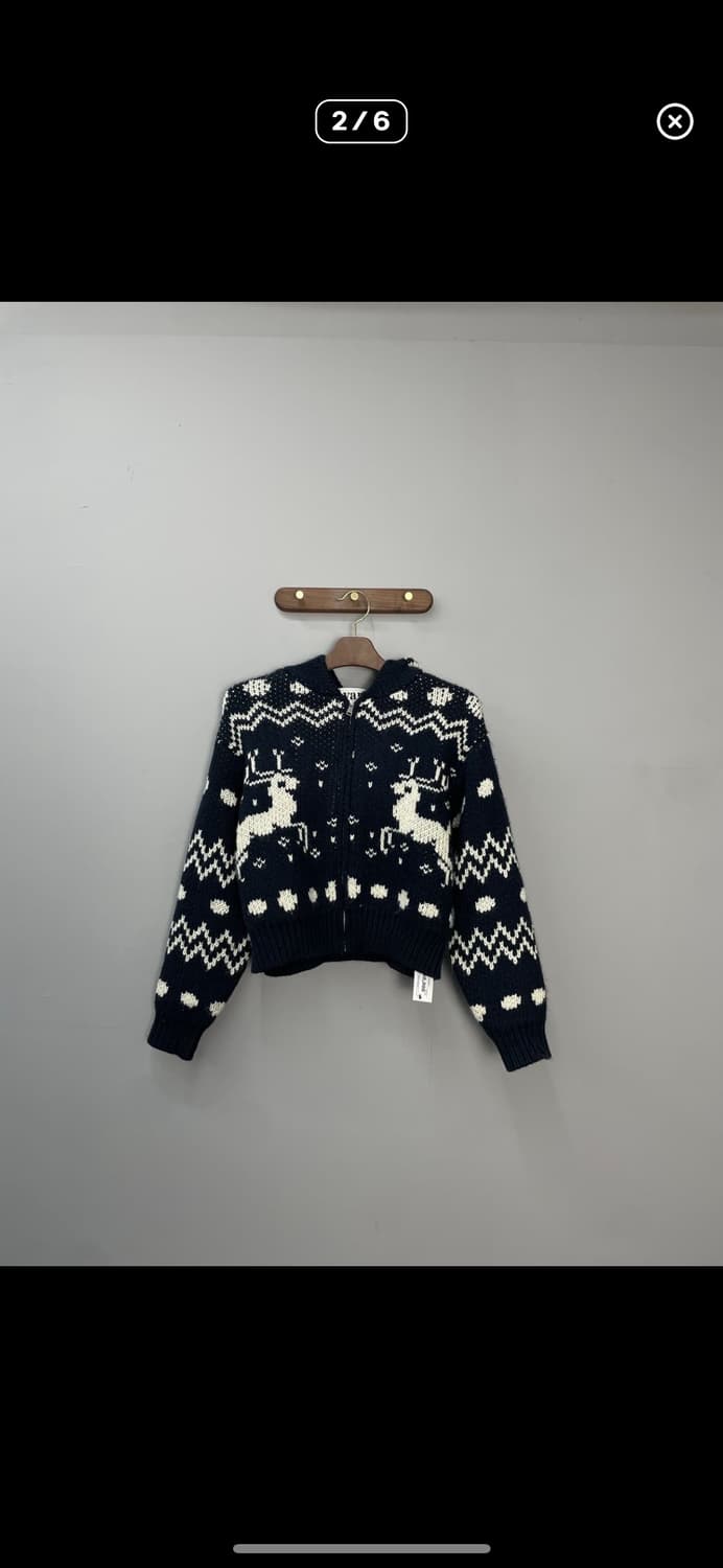 빈티지 노르딕 패턴 숏 니트 후드집업 A2933 상품이미지2