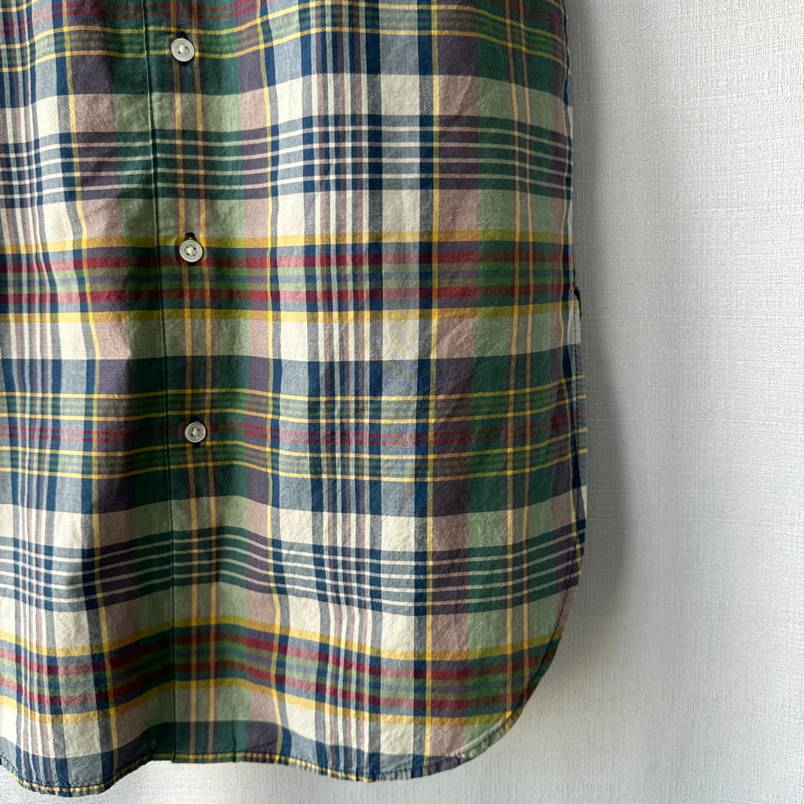 폴로 랄프로렌 플래드 코튼 셔츠 원피스 그린 네이비 0사이즈 상품이미지4