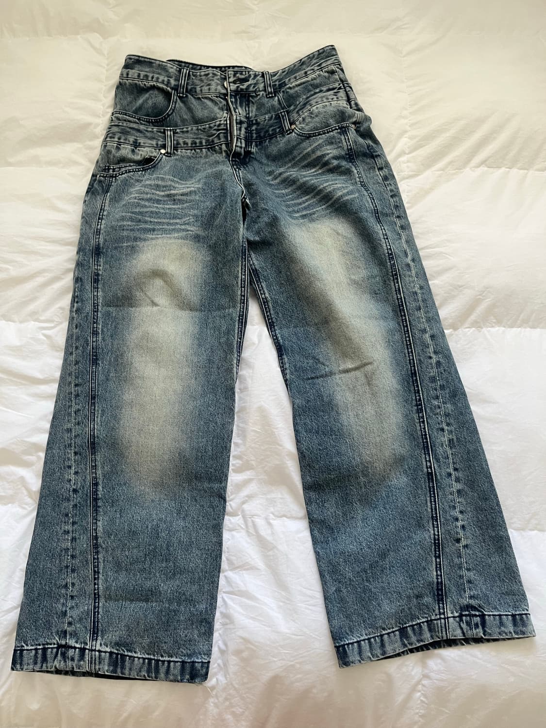 Layer  curve denim pants 상품이미지1