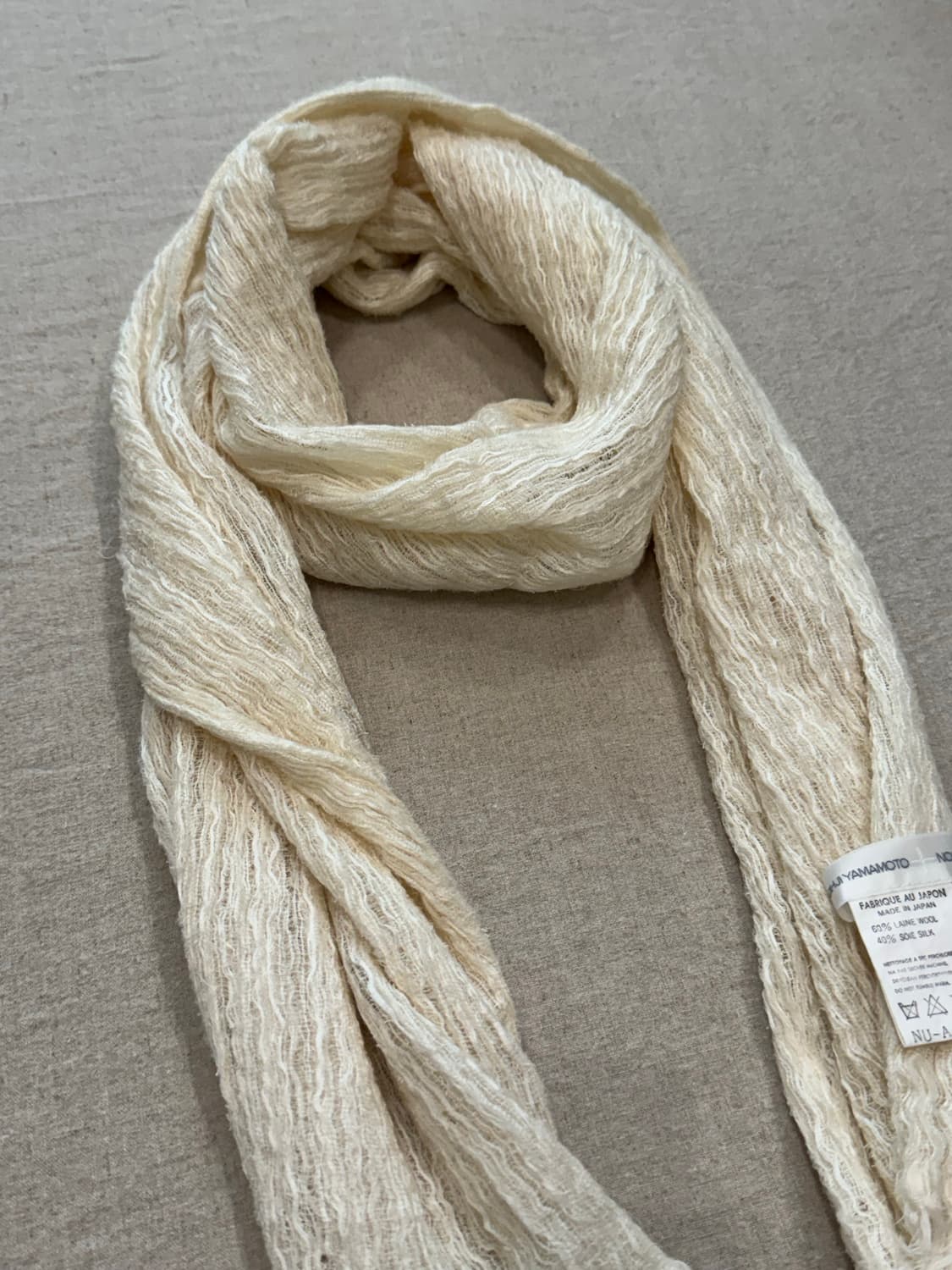 요지야마모토 00s 울실크 크링클 머플러 상품이미지3