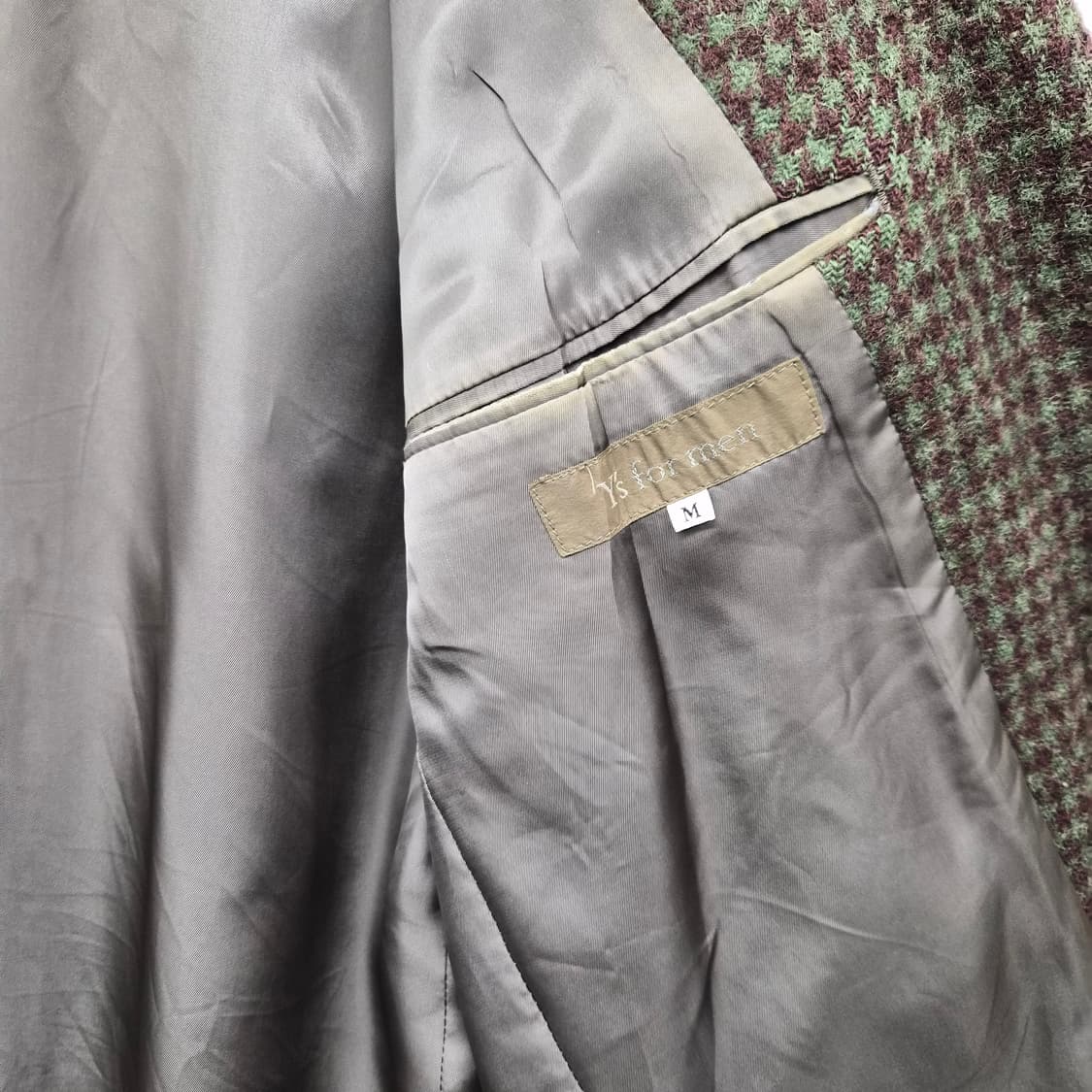 요지야마모토 하운드투스 체크 브라운 자켓 남성 M 상품이미지5