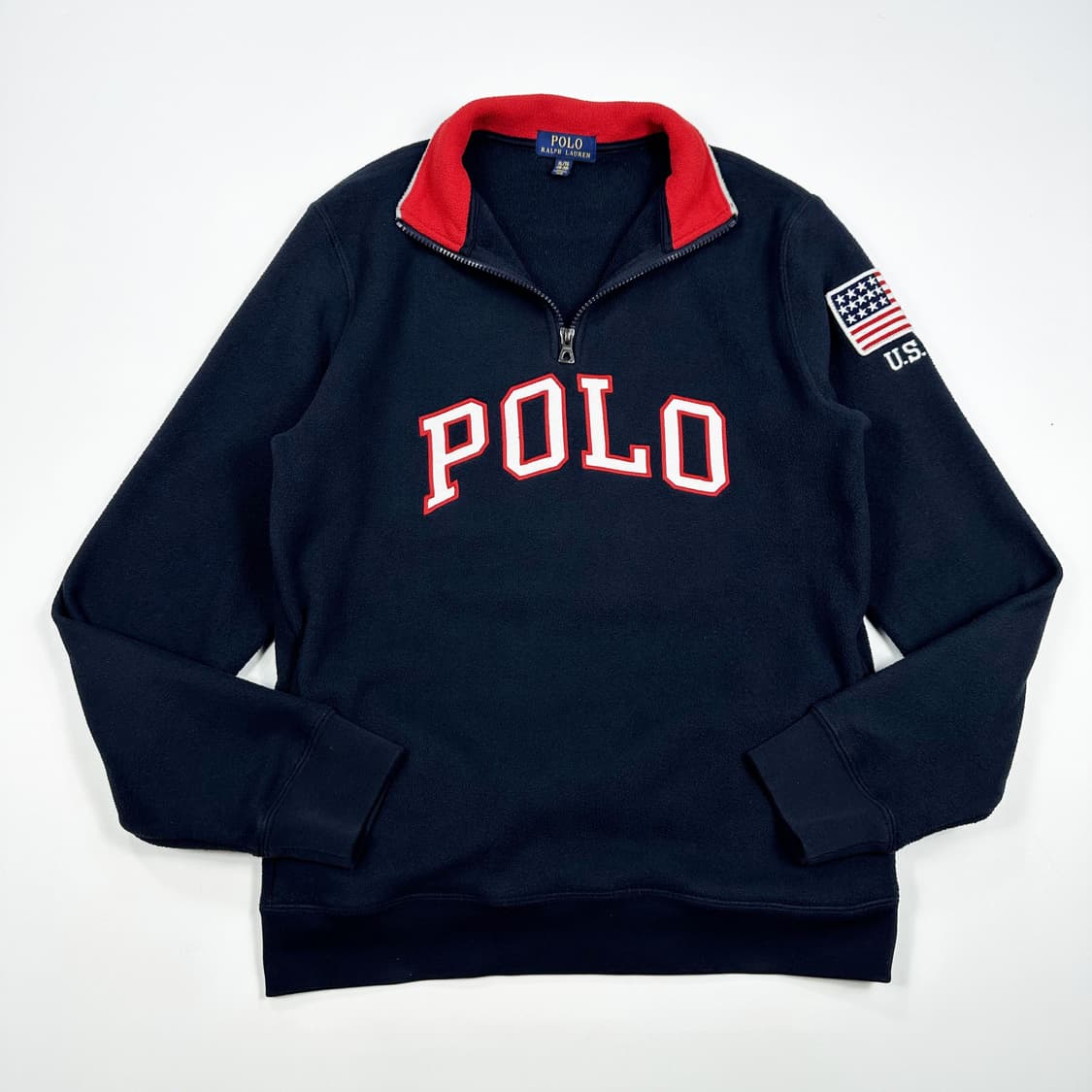 폴로 랄프로렌 걸즈 성조기 하프집 플리스 아노락 네이비 걸즈XL 상품이미지1
