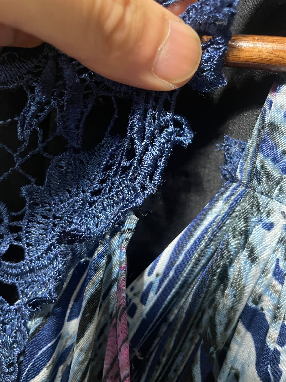 피콕 페더 패턴 레이스 맥시 원피스 상품이미지8