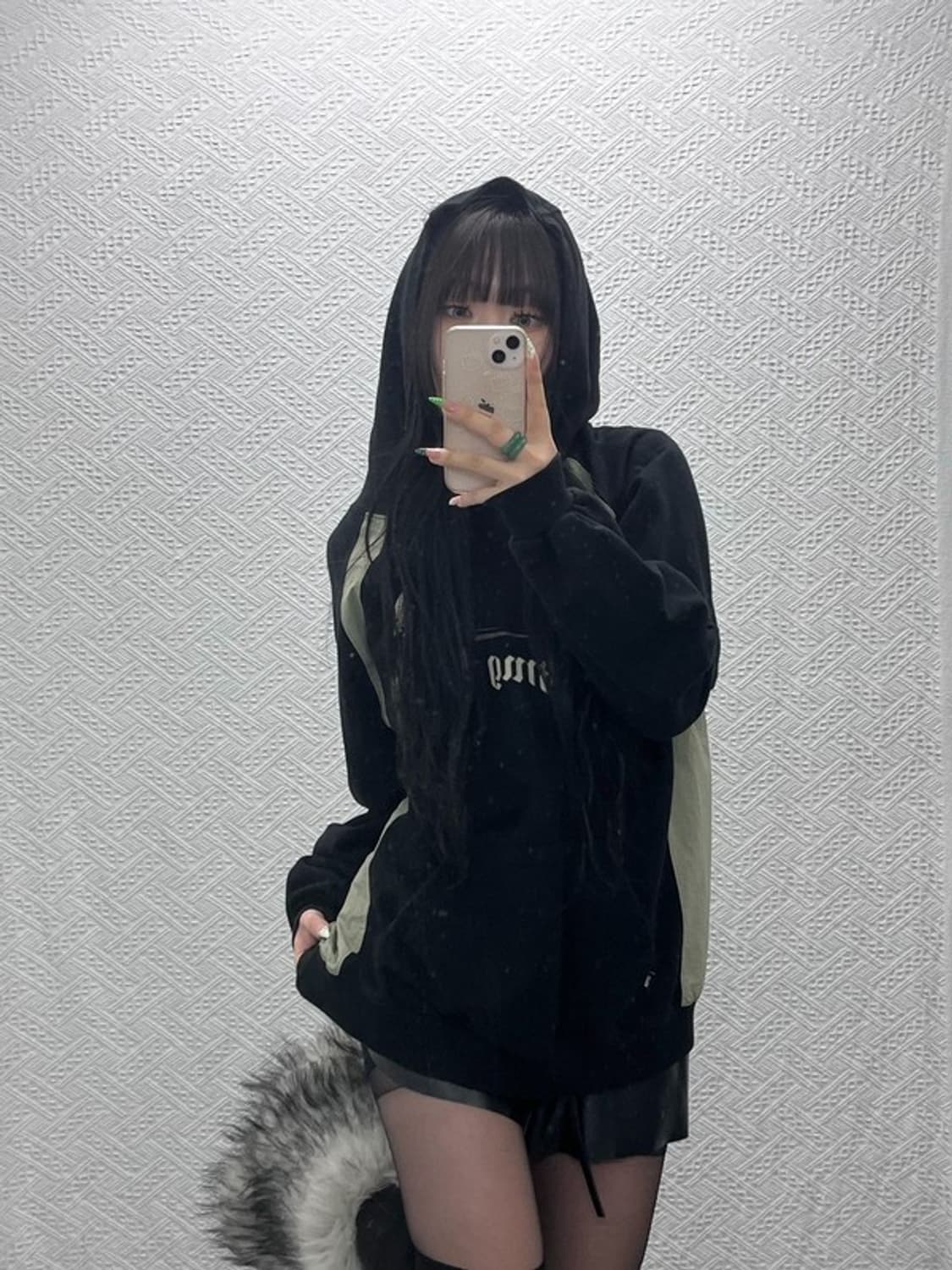 꼼파뇨 올드스쿨 Y2K 크래킹 스냅 스트릿 힙 후드티 XL C09343 상품이미지2