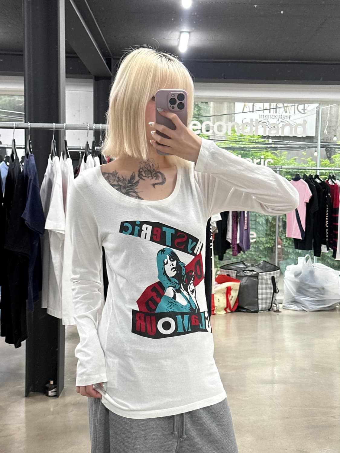 히스테릭 글래머 히스걸 프린팅 롱슬리브 라운드넥 티셔츠 상품이미지4