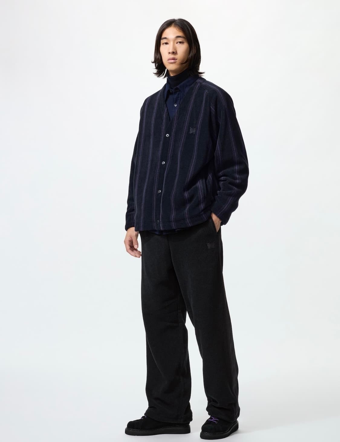 [S]니들스 유니클로 후리스 오버사이즈 스트라이프 가디건(프린트)S~M 상품이미지2