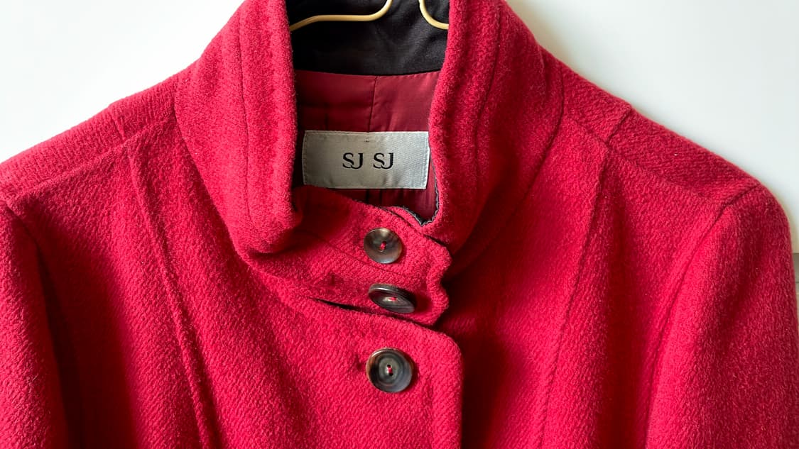 한섬 SJSJ 55-66 빨강 울 앙고라 모직코트 상품이미지3