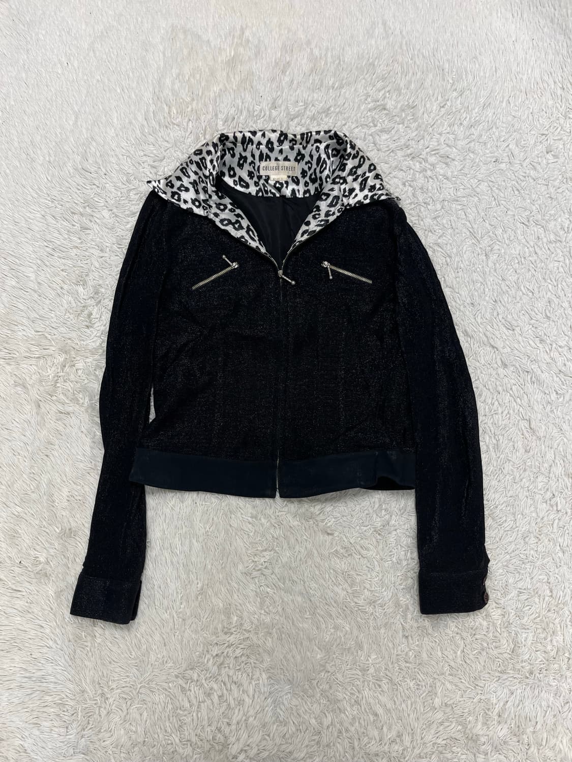 레오파드 카라 글리터 집업 상품이미지4