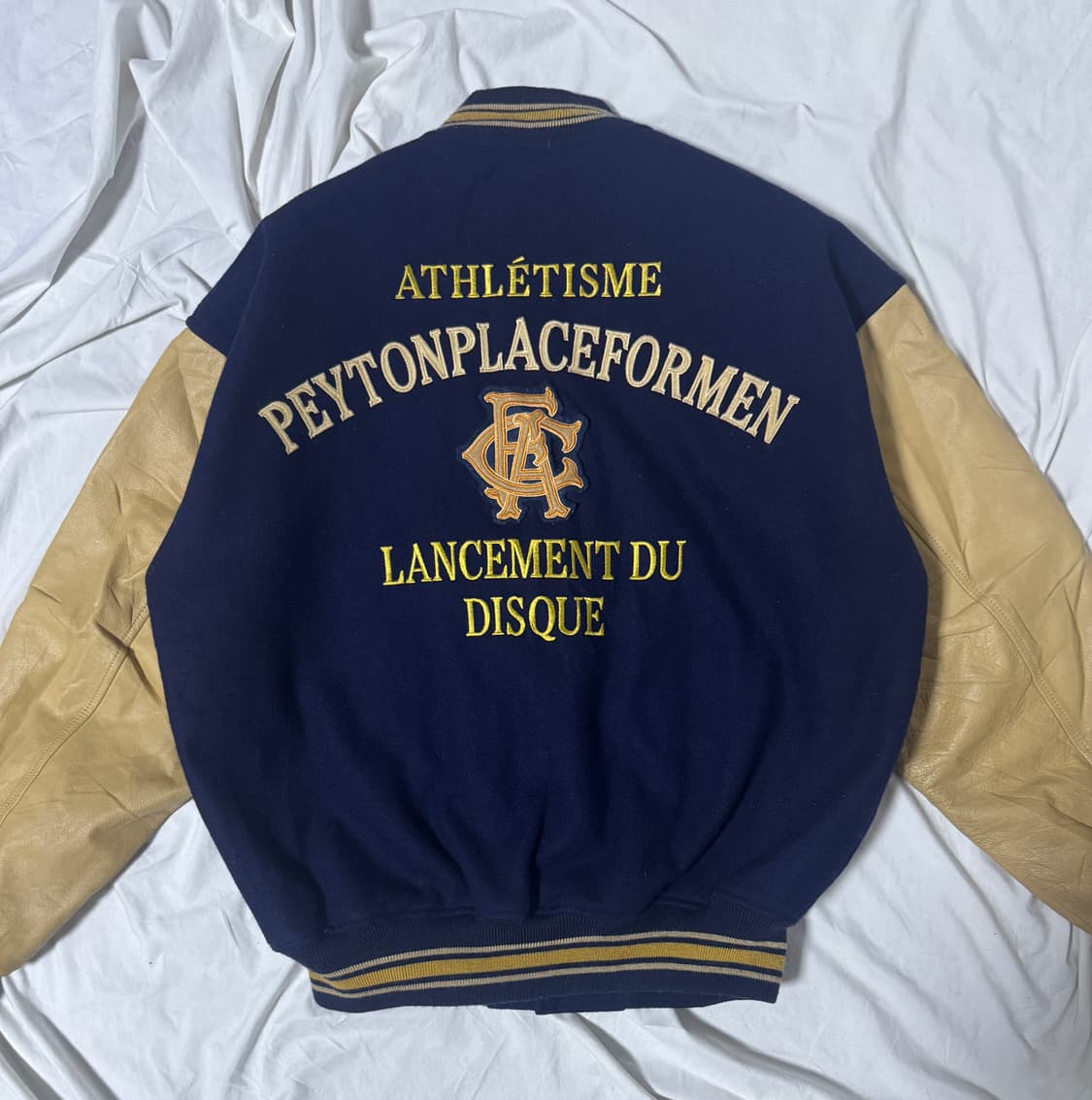 PPFM 소가죽 와펜 자수 바시티 자켓 상품이미지3