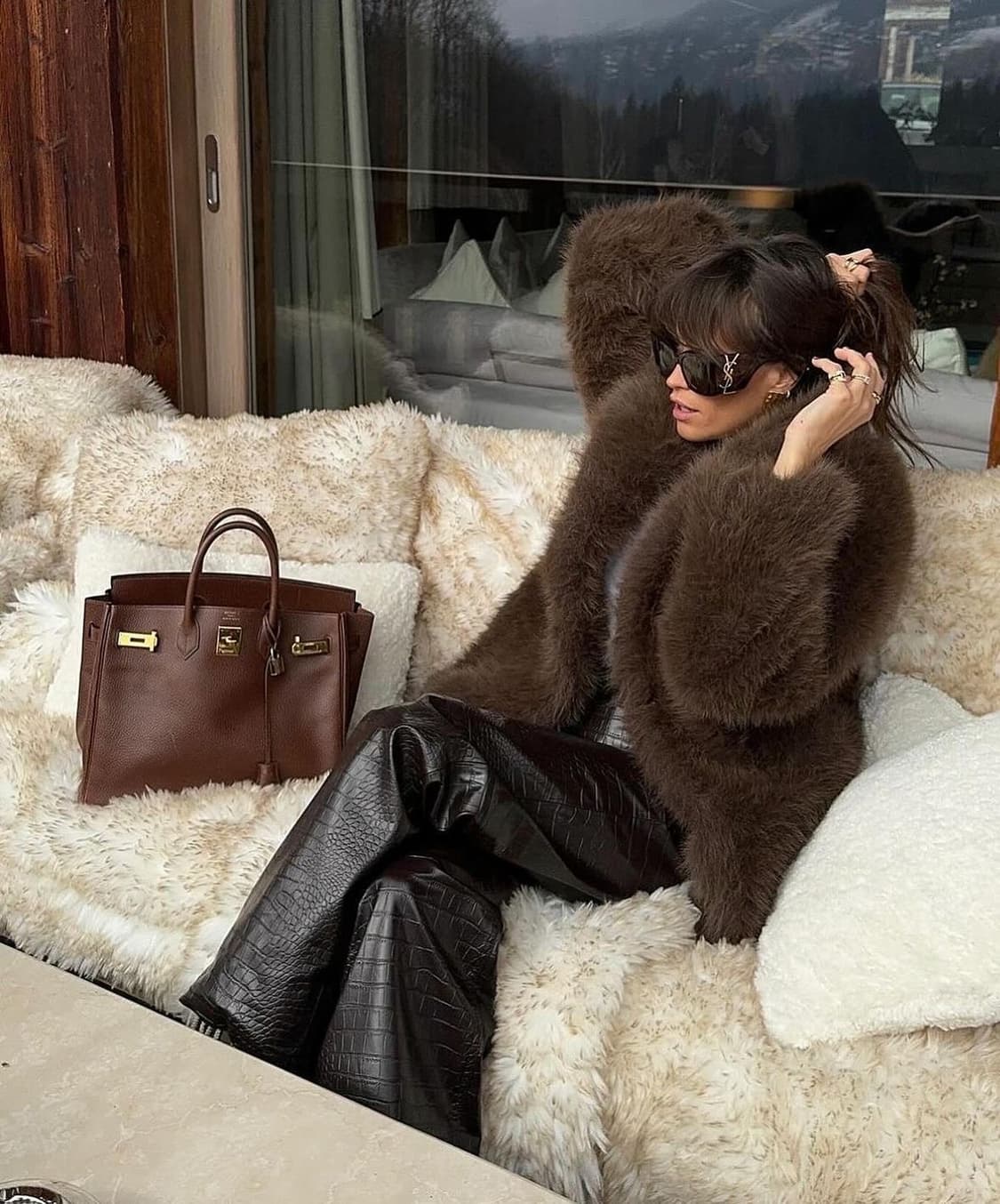 망고 브라운 퍼 자켓 상품이미지3