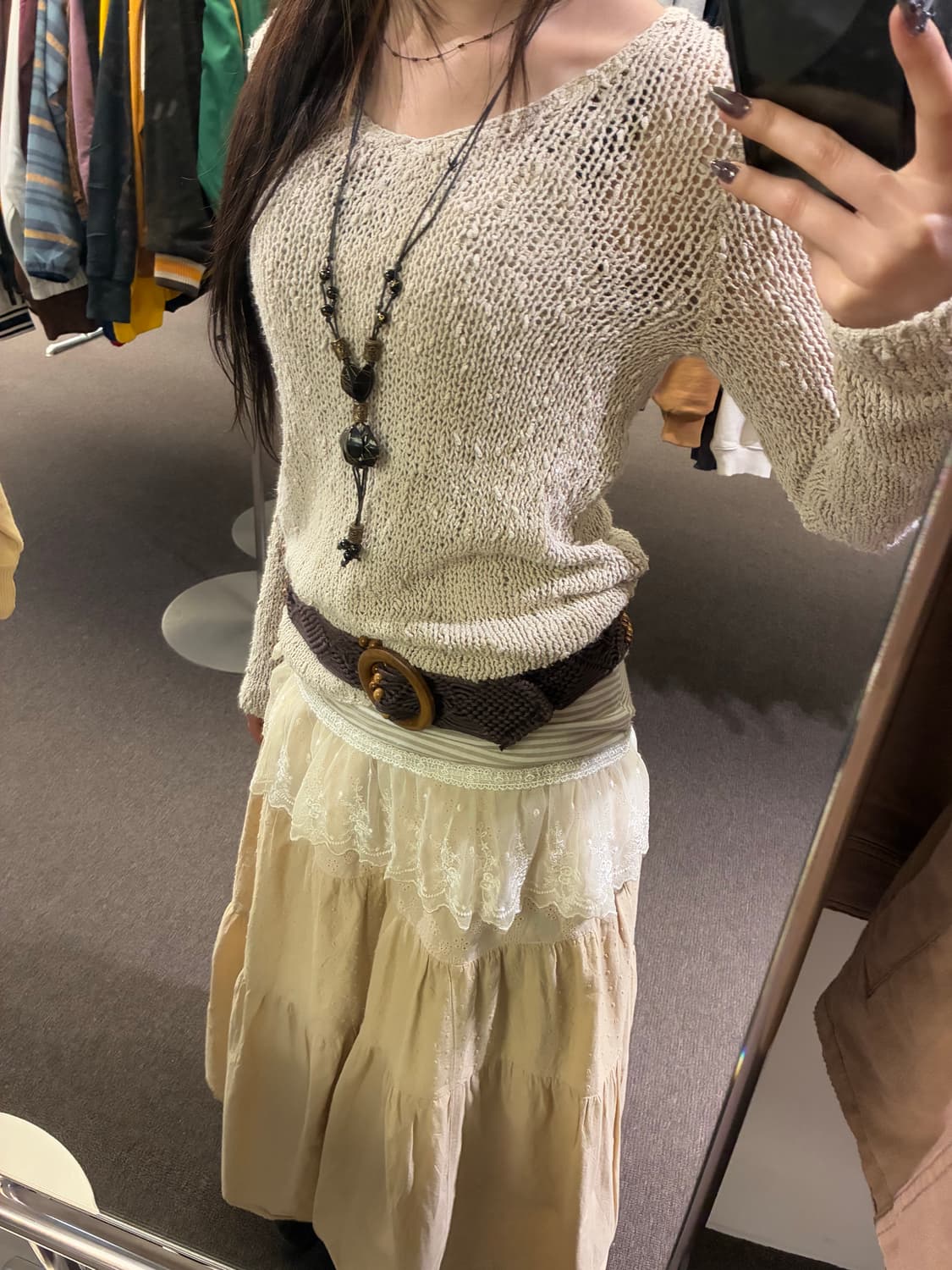 S)DKNY vintage 여성 보헤미안 v넥 니트 상품이미지2