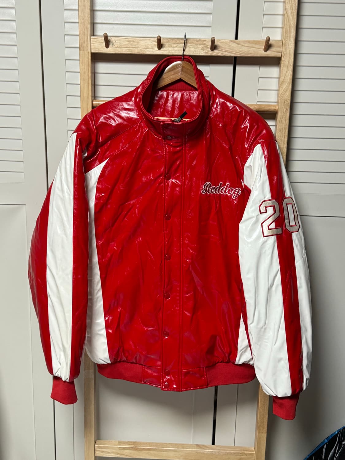 레드독 야구 스타장 스타디움 자켓 흰빨 유광 상품이미지1