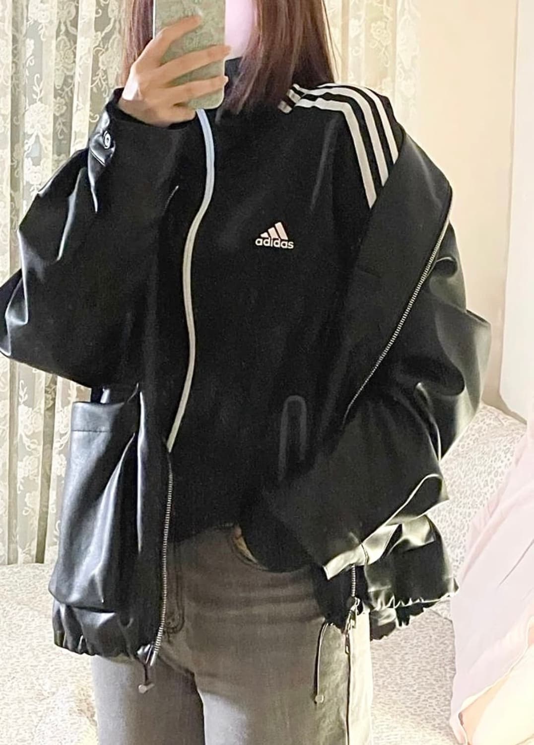 아디다스 져지 저지 집업 트랙탑 파이어버드 올드스쿨 블랙 화이트 S 펑크 상품이미지1