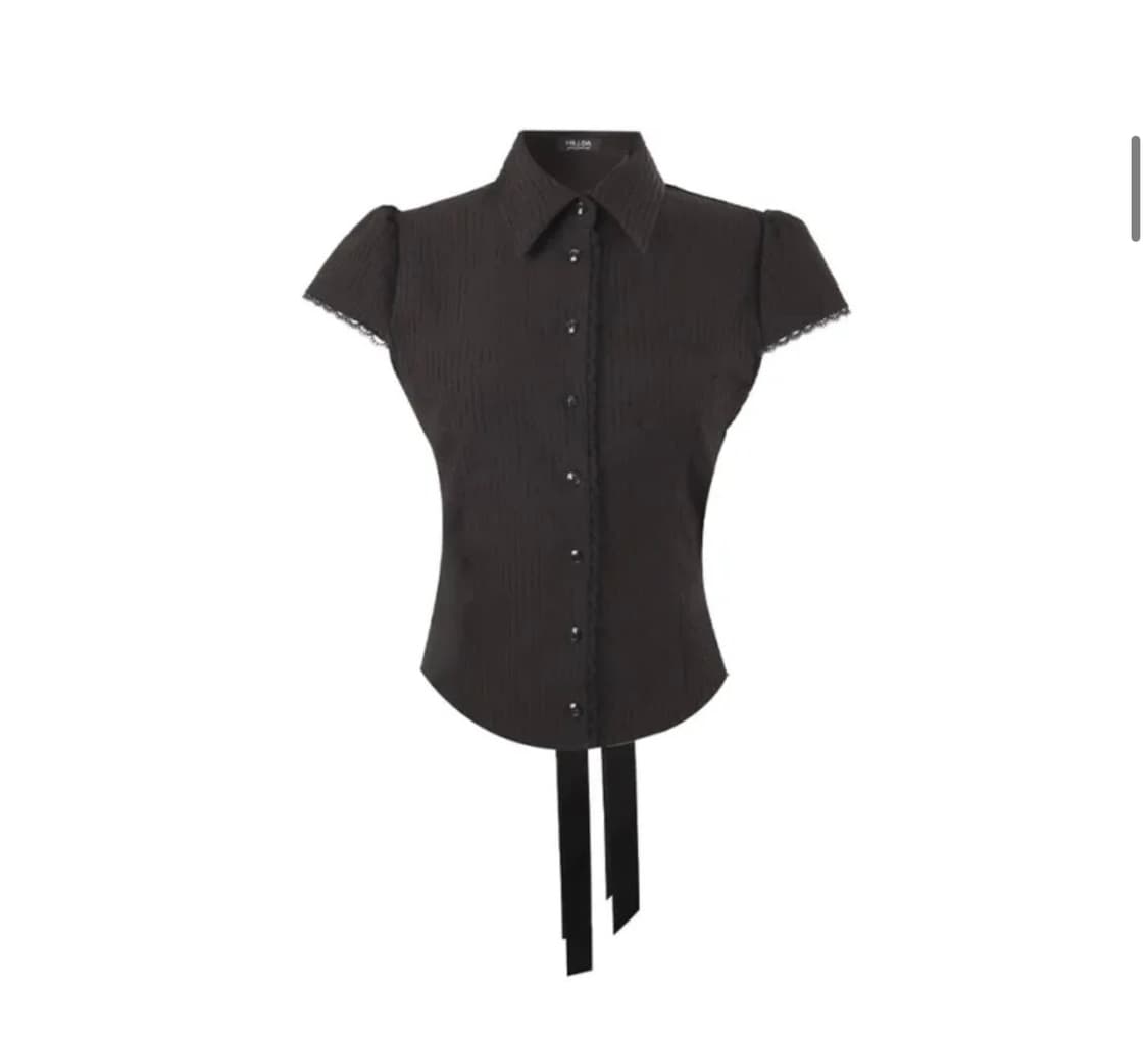힐다 hillda 레이시 보우 셔츠 블랙 S 상품이미지5