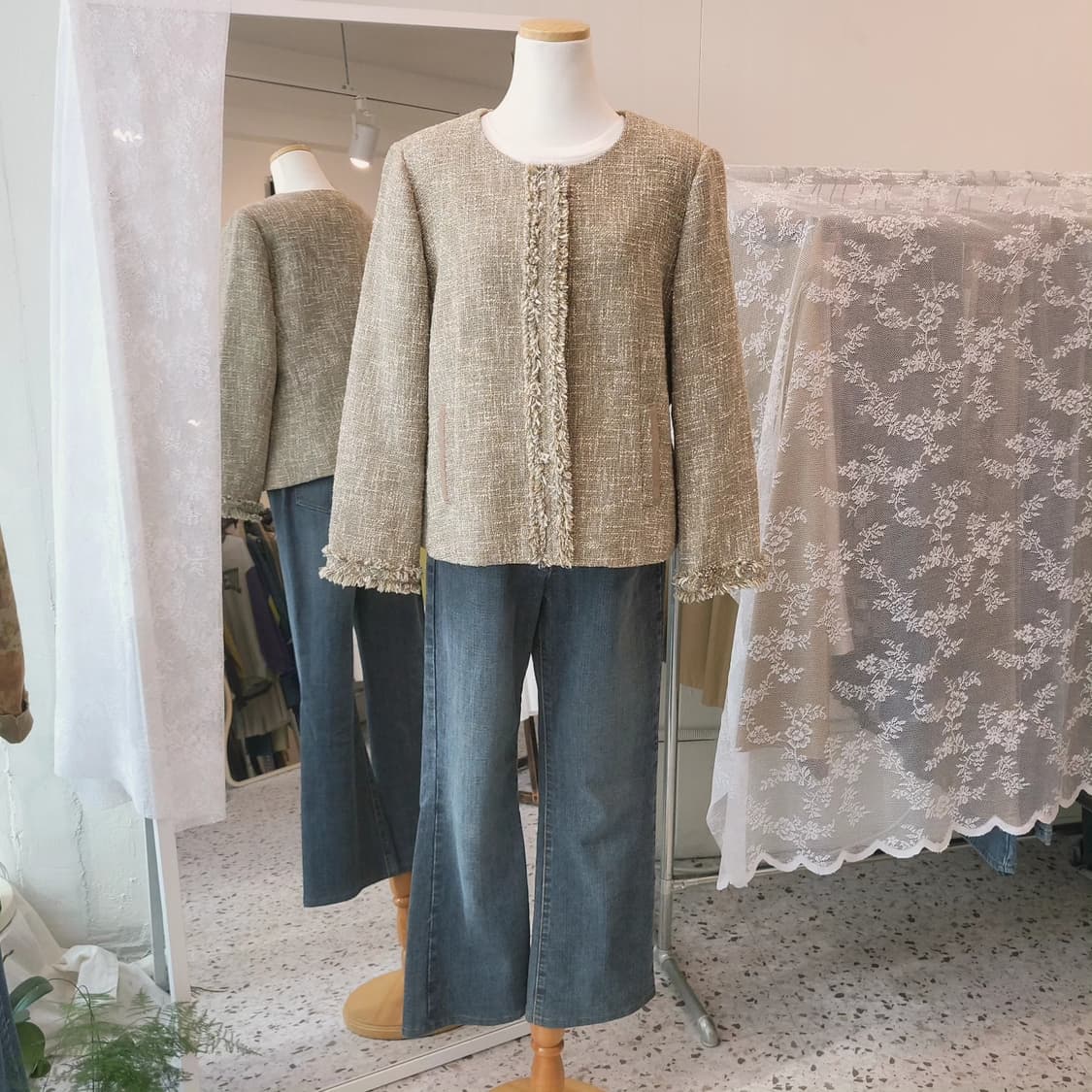 골드베이지 트위드 재킷(Japan made) 상품이미지7